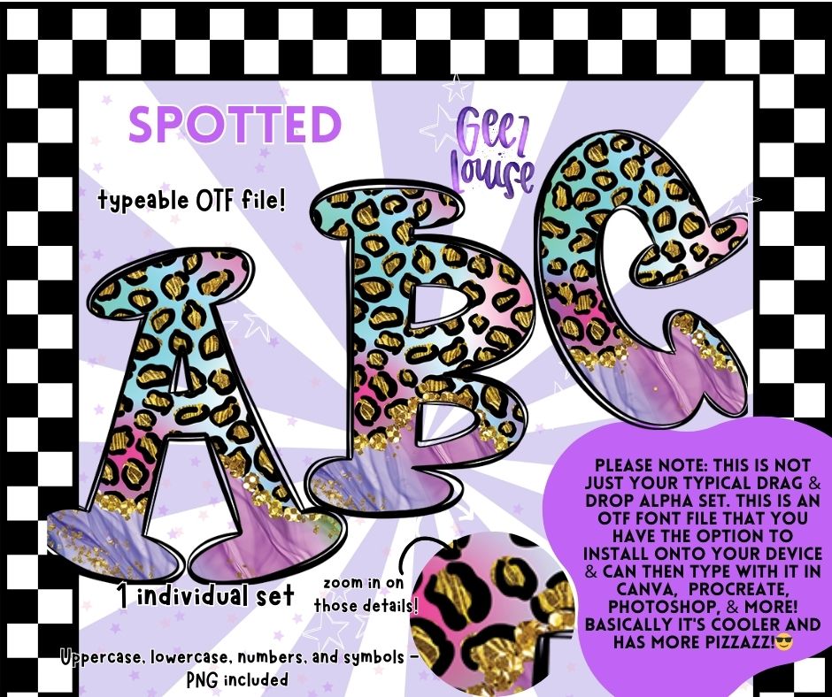Spotted - TYPEABLE OTF Font - Alpha Set - Digital Download- PNG