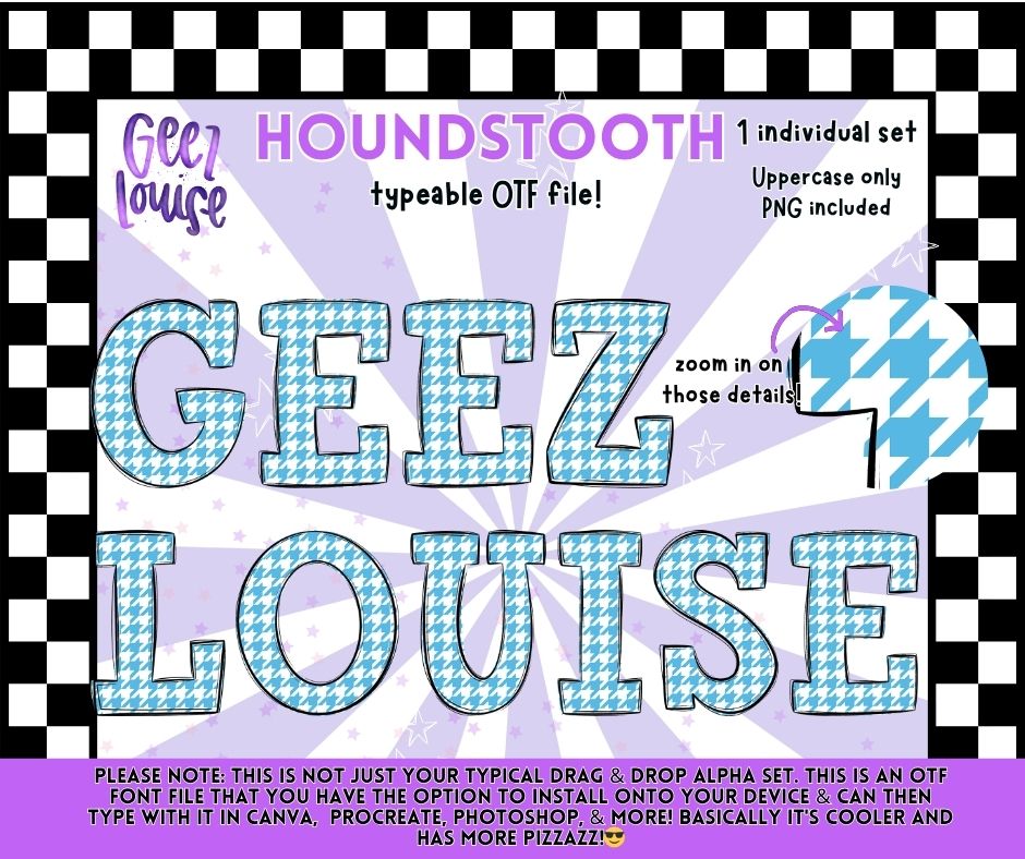 Houndstooth Alpha – Typeable OTF Font with PNG Letters (Uppercase)