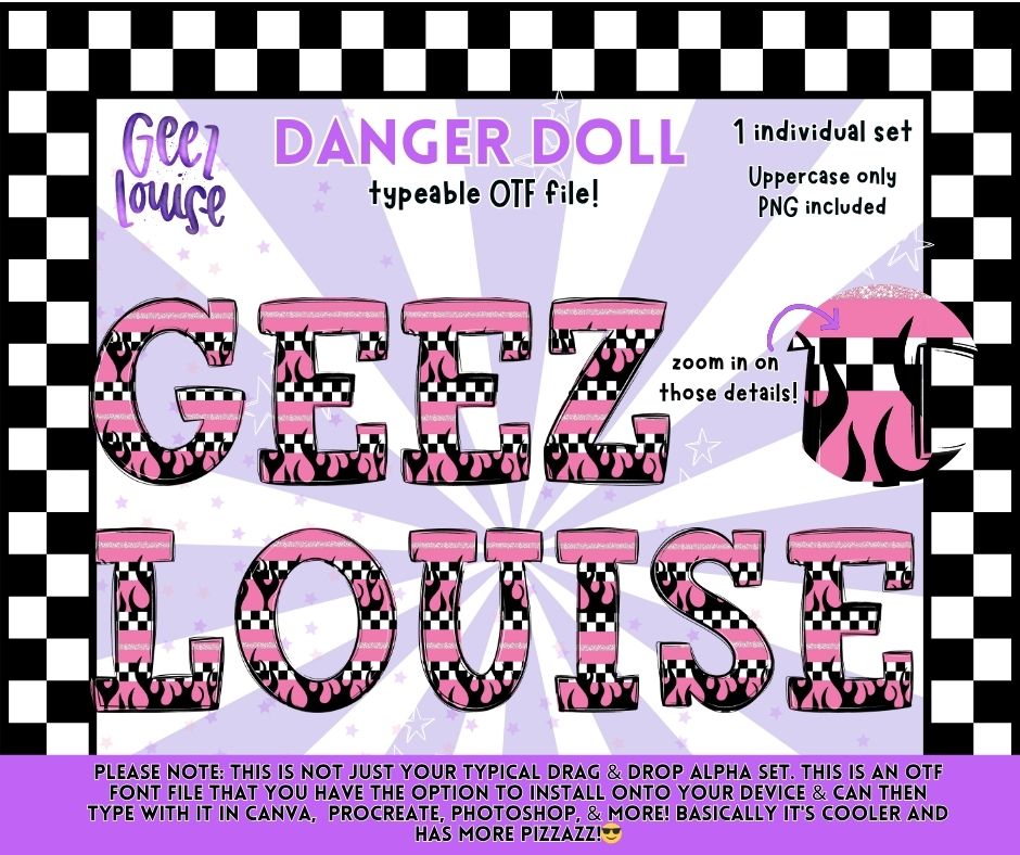 Danger Doll – Typeable OTF Alpha Set (Uppercase + PNG)