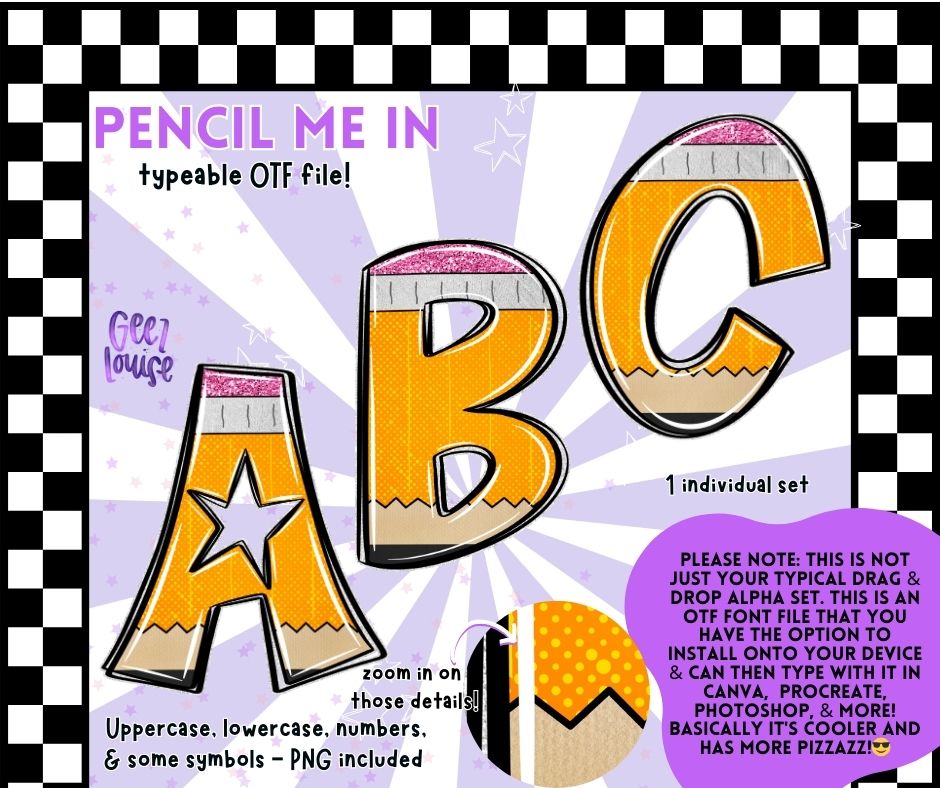 Pencil Me In – OTF Font + PNG Set