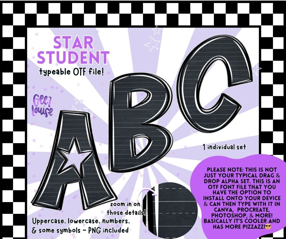 Star Student – OTF Font + PNG Set
