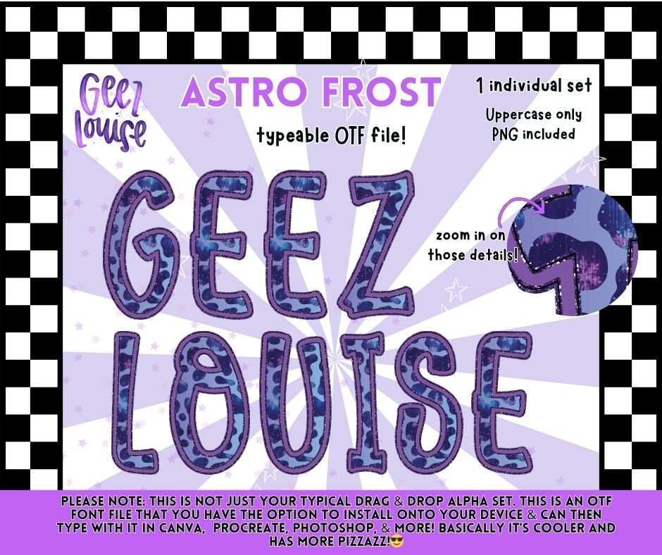 Astro Frost – Typeable OTF Alpha Set (Uppercase + PNG)