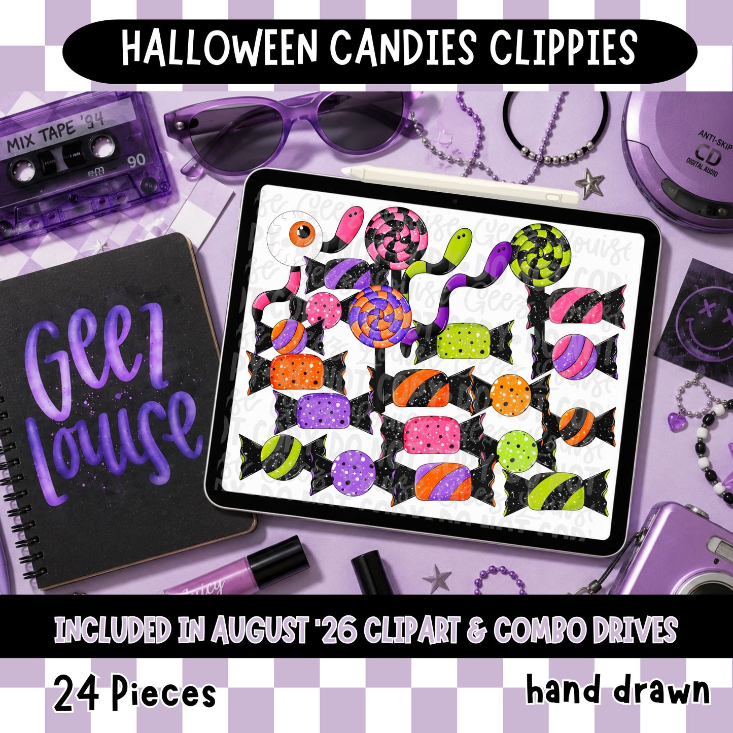 Halloween Candies Clipart Set | Spooky Candy PNG Bundle | Hand Drawn Halloween Clipart