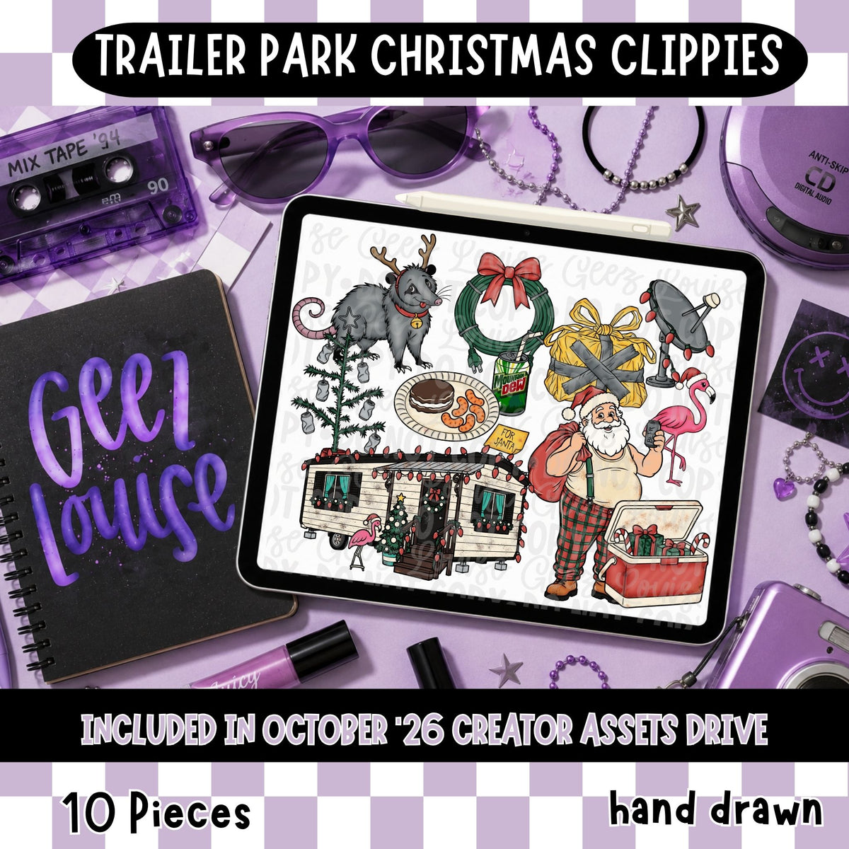 Trailer Park Christmas Clipart | Hand Drawn Christmas PNG Set