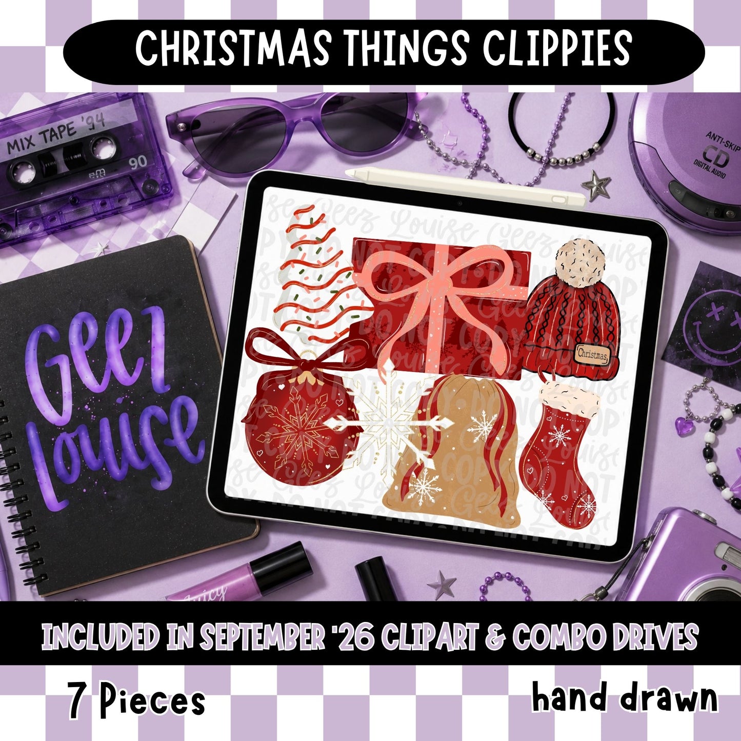 Christmas Things Clipart Set | 7 Hand Drawn PNGs