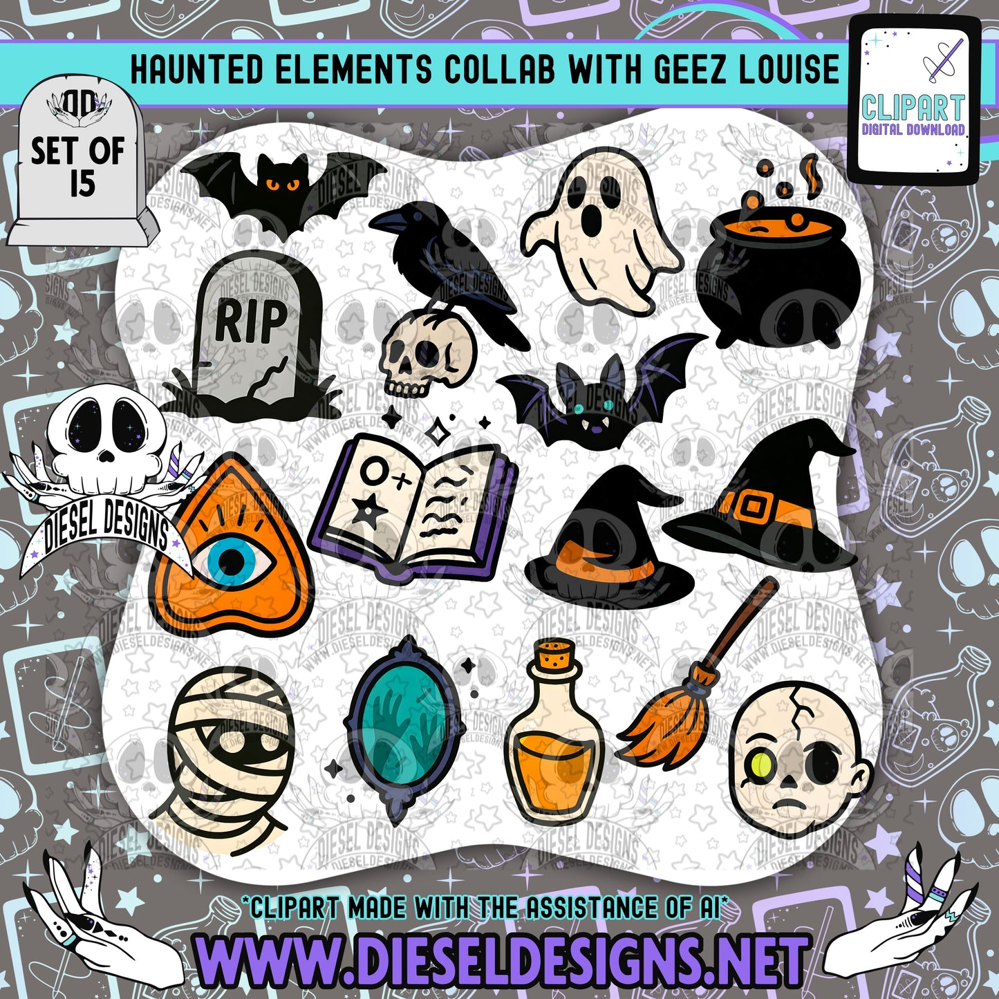 Haunted Elements Collab – Limited Edition Halloween Design Bundle (Diesel Designs x Geez Louise)