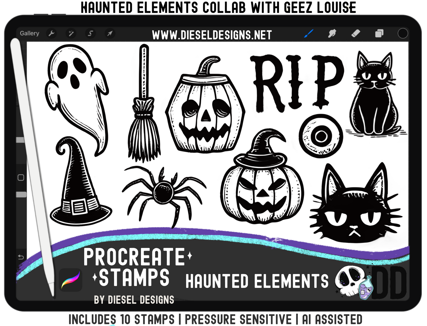 Haunted Elements Collab – Limited Edition Halloween Design Bundle (Diesel Designs x Geez Louise)