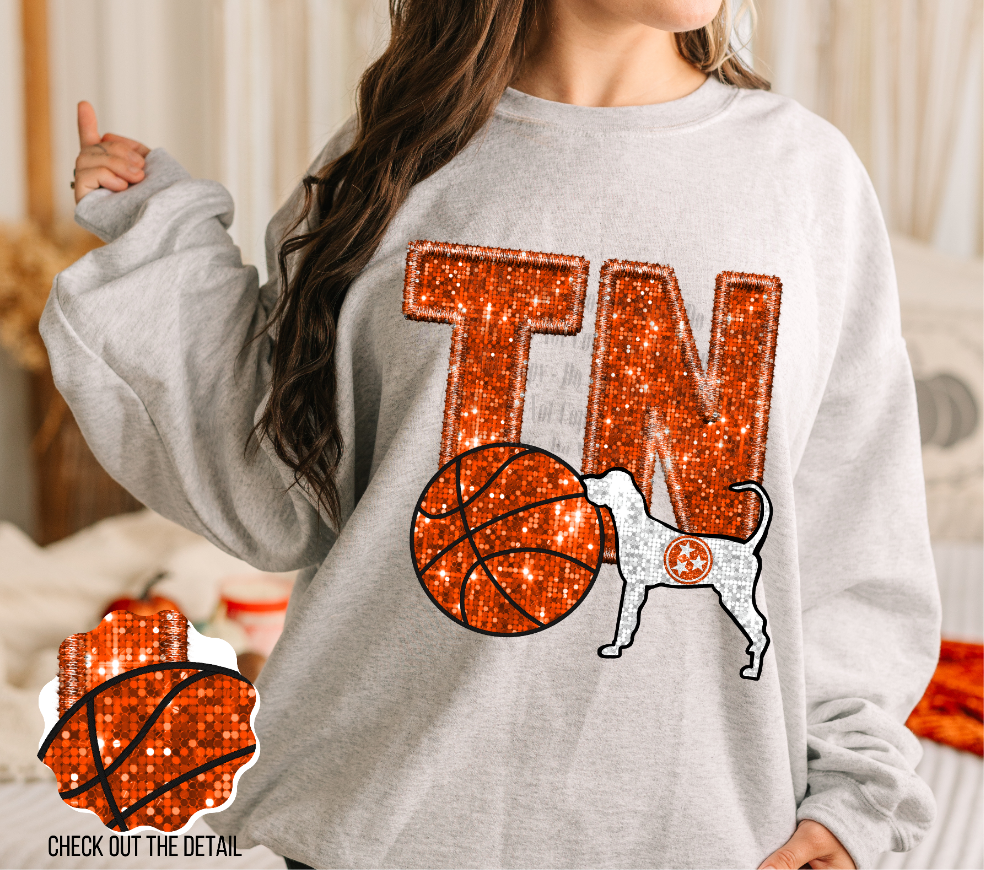 Tennessee basketball faux sequin embroidery - Digital Download- PNG