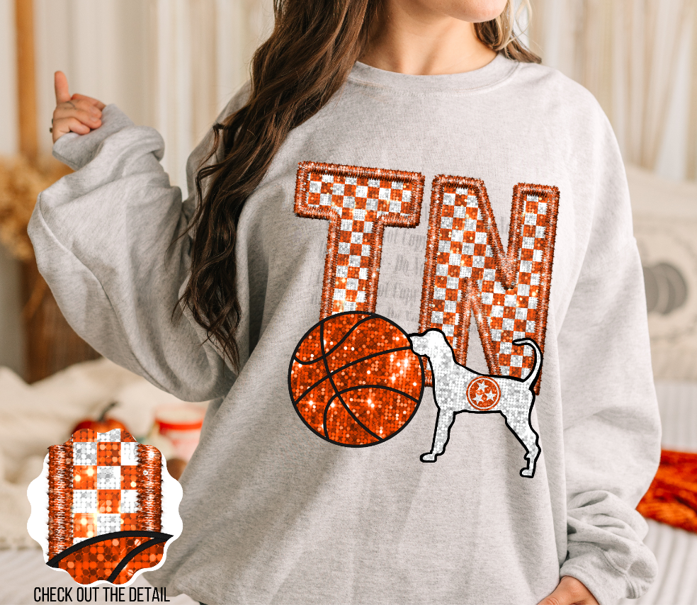 Tennessee basketball faux sequin embroidery - Digital Download- PNG