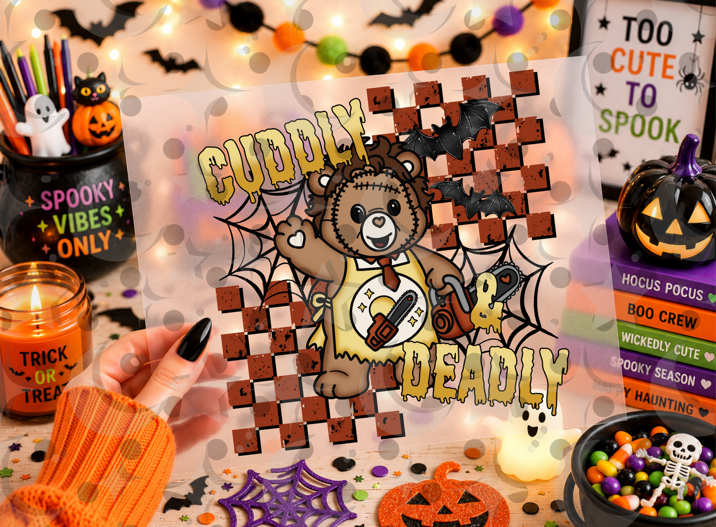 Cuddly Deadly PNG | Leatherface Horror Bear Halloween Shirt Design | July 26 No FOMO Drive