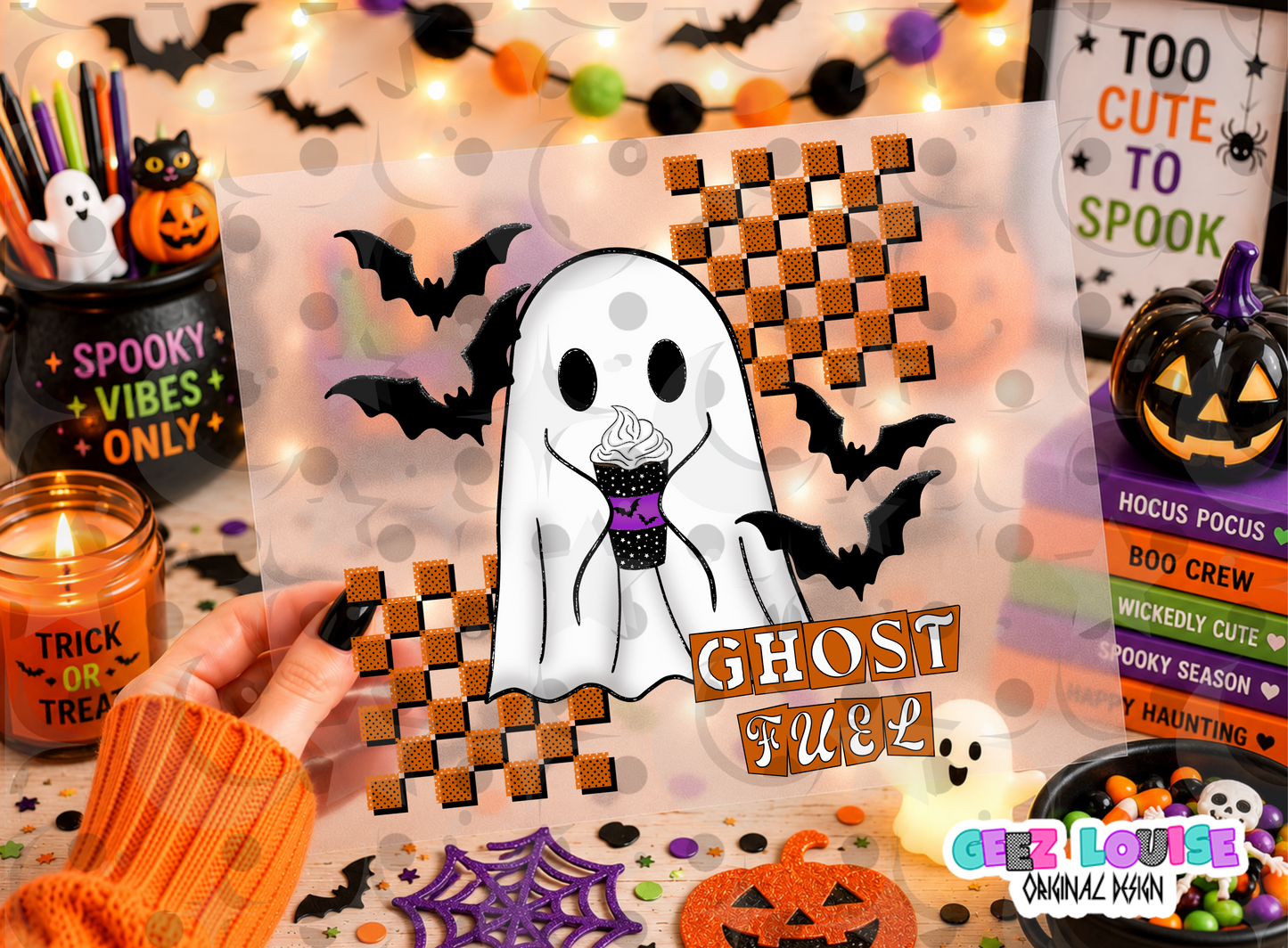 Ghost Fuel Coffee PNG | Cute Halloween Ghost Coffee Sublimation Design | Spooky Ghost PNG | 3 Color Variants | Digital Download