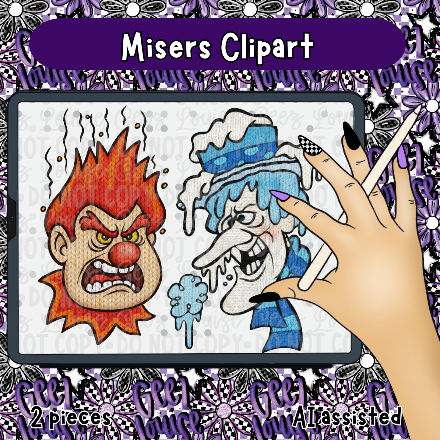 Misers Clipart | 2-Piece Elemental Mood Set | Geez Louise Digital Art