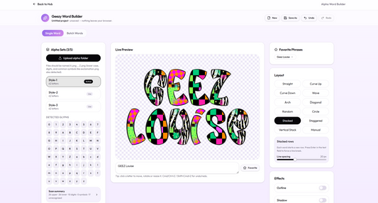 Geezy Word Builder | Single & Batch Alpha Word Generator