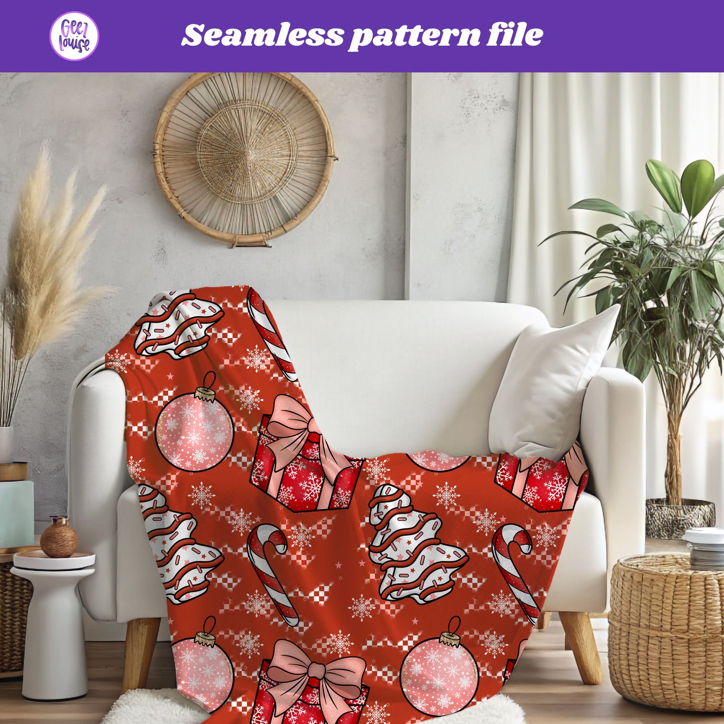 Holiday Cheer Digital Paper | Christmas Seamless Background | 300 DPI PNG