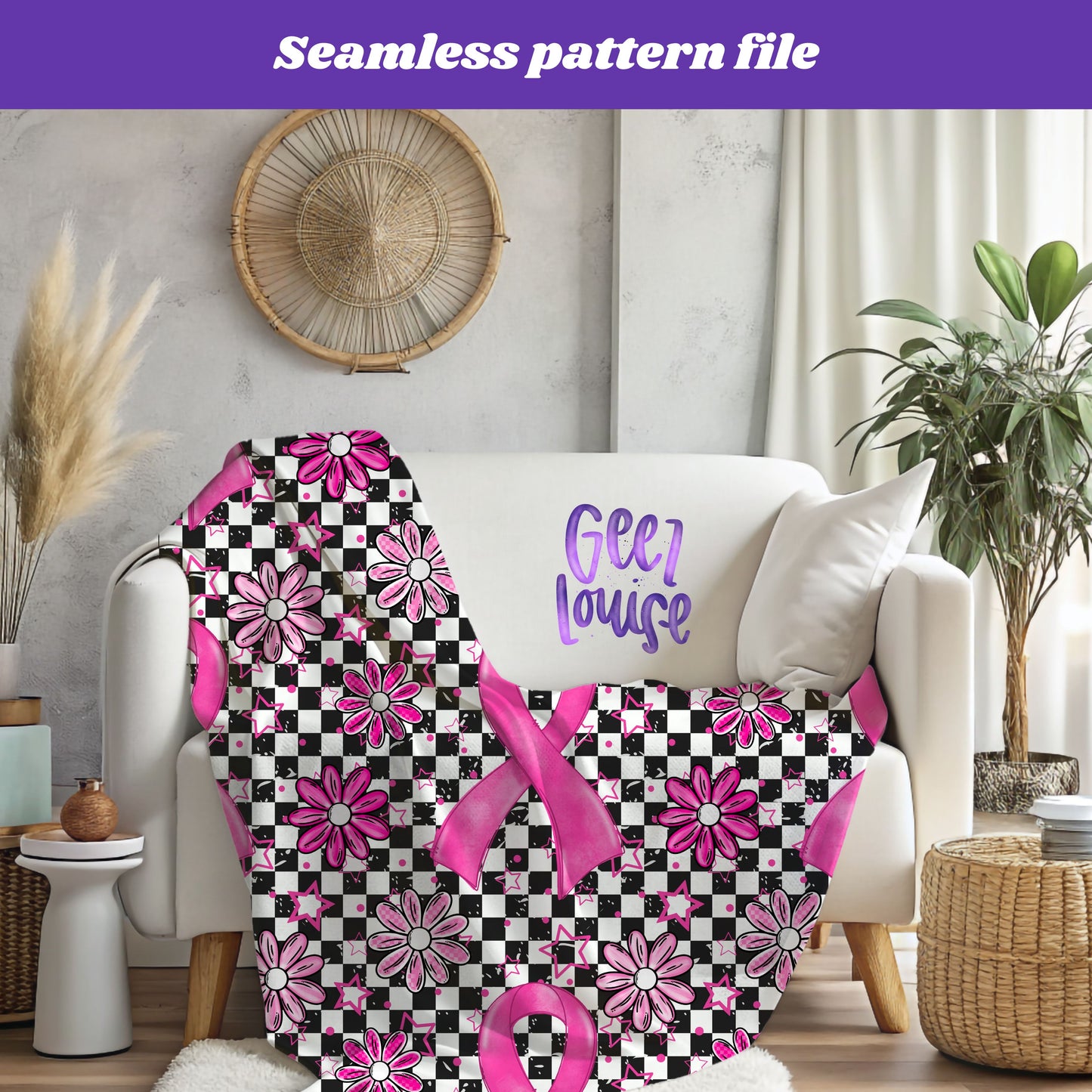 Fight in Floral – Breast Cancer Awareness Seamless Digital Paper