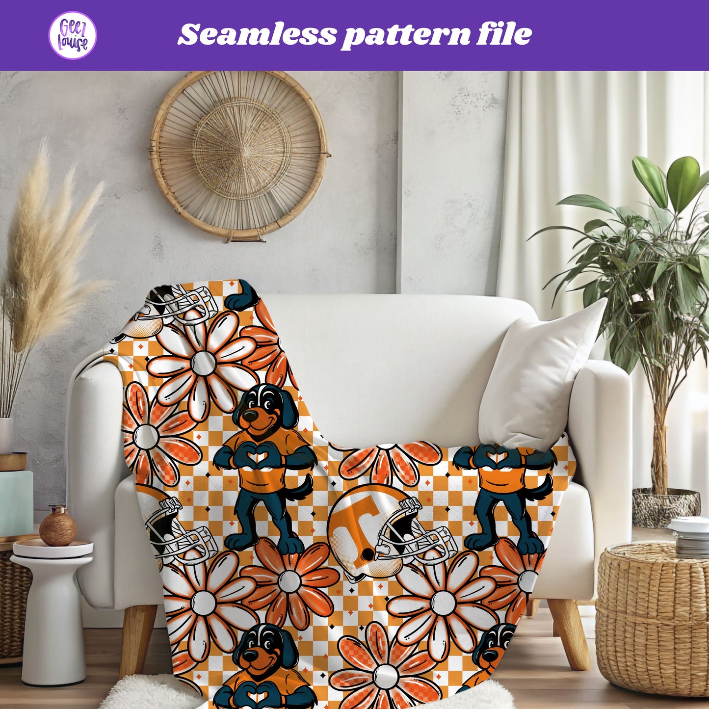 Tennessee For The Win – Checkerboard Football Digital Paper