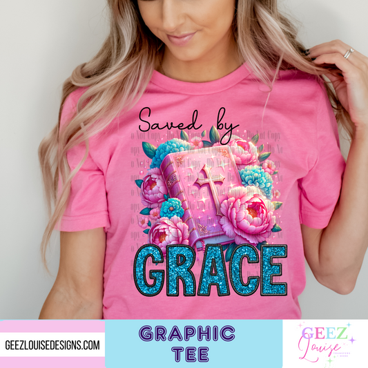 Saved by Grace graphic tee