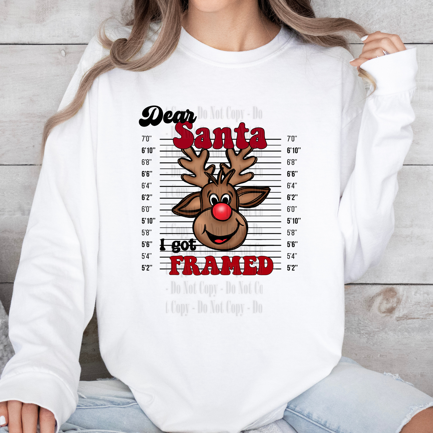 Dear Santa I Got Framed Digital Design | Funny Christmas Reindeer PNG