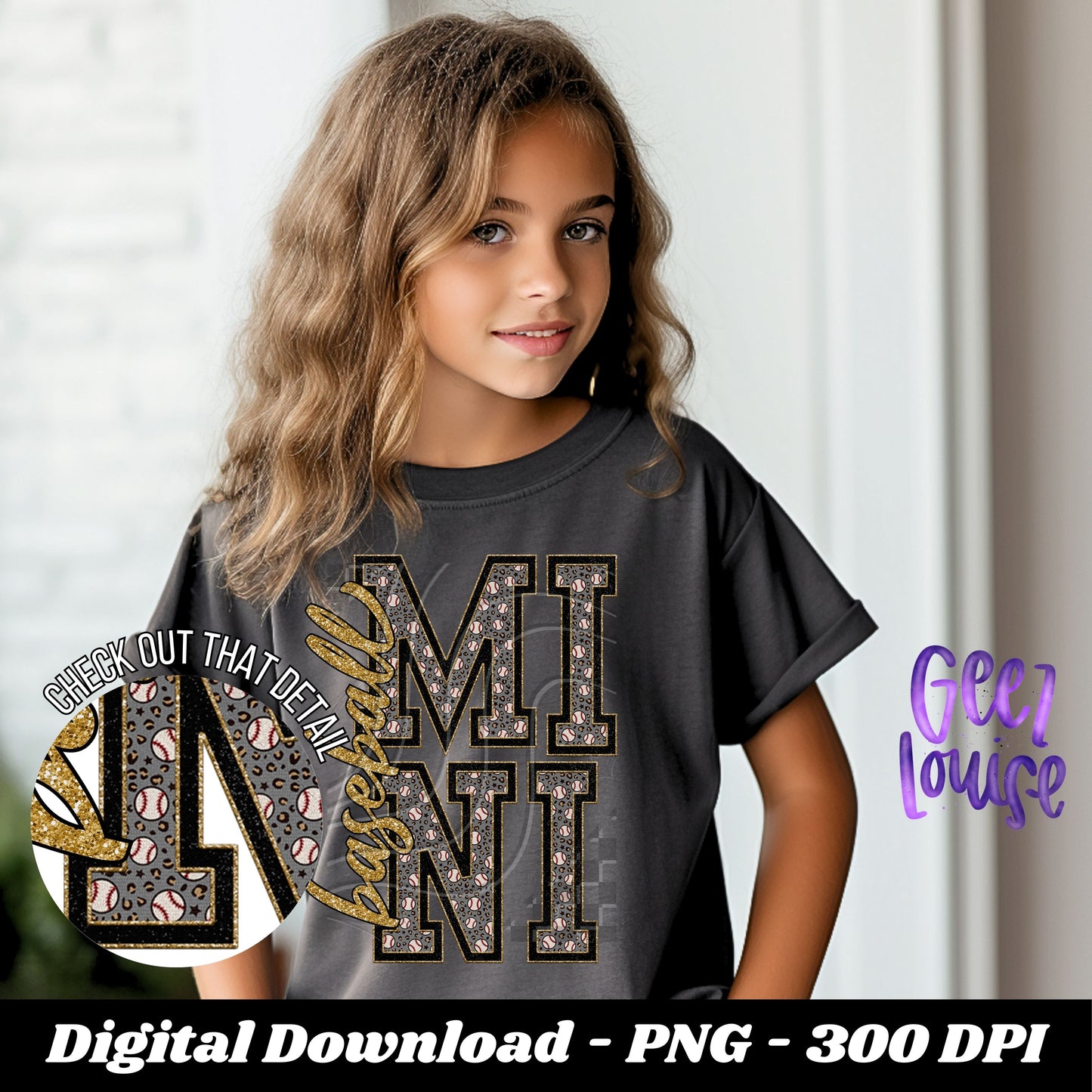 Mama or mini - baseball - faux embroidery - Digital Download- PNG