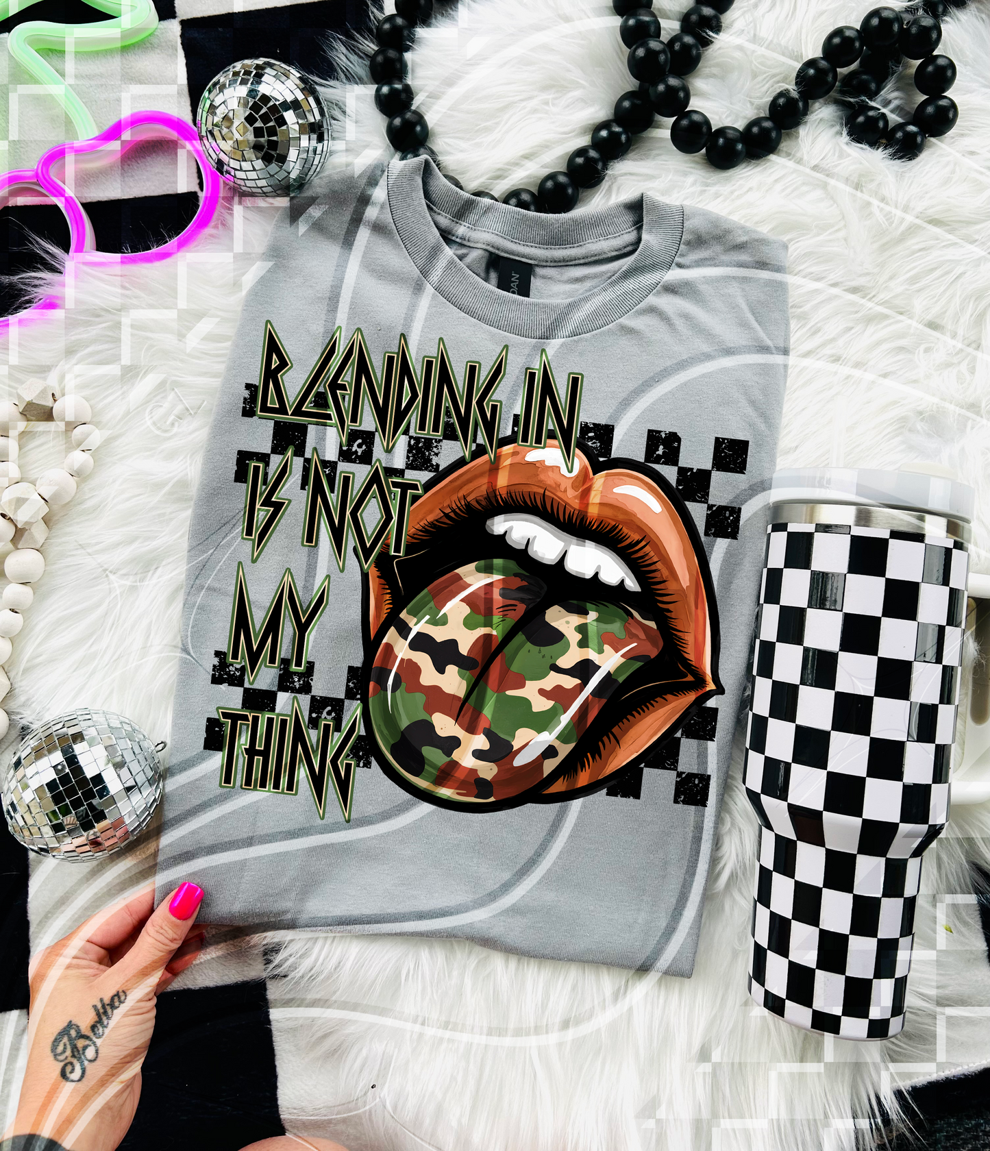 Blending In Is Not My Thing PNG – Camo Tongue Sublimation Design