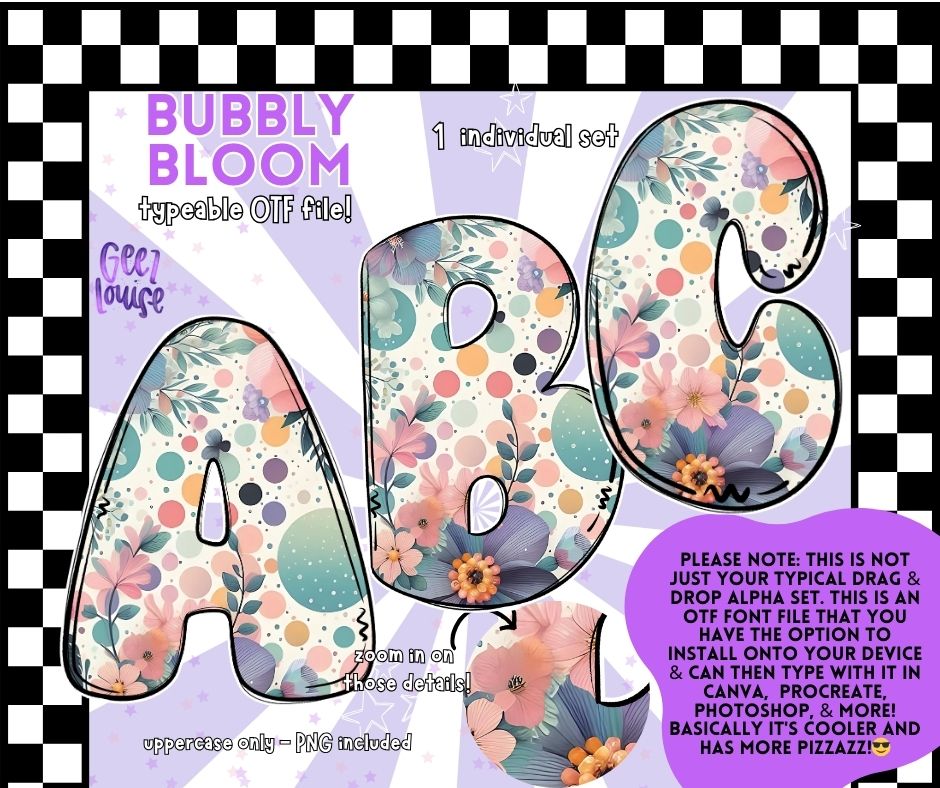Bubbly Bloom – Floral OTF Alpha with PNGs