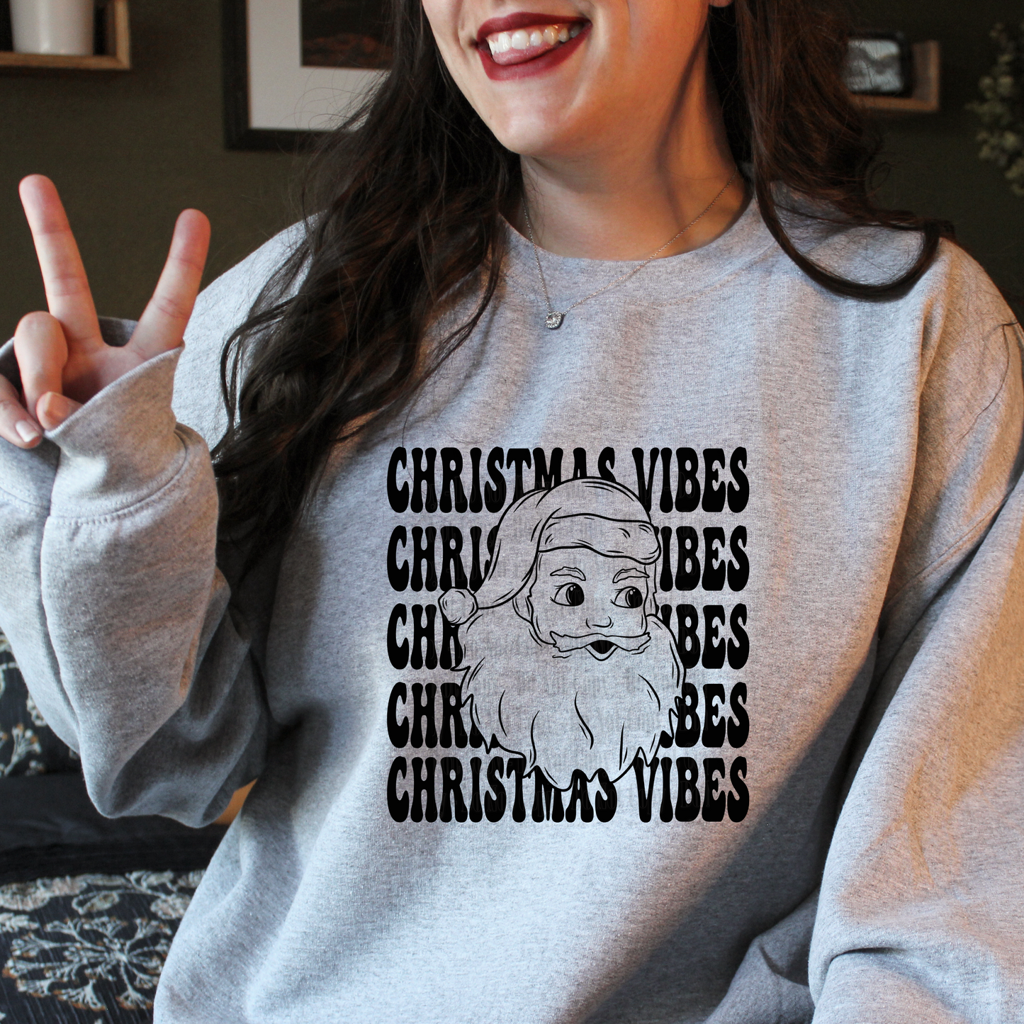 Christmas Vibes Santa Digital Design | Retro Holiday PNG