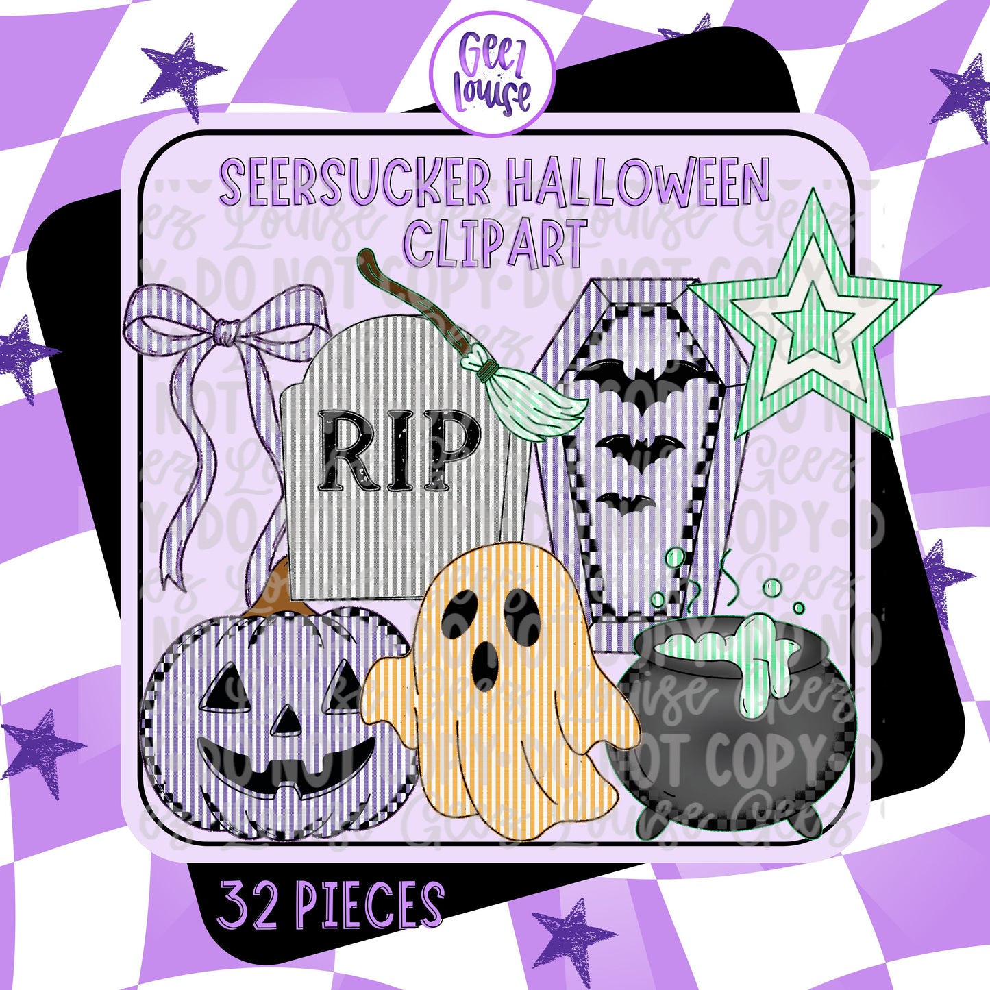 Seersucker Halloween Clipart – 32 Pieces