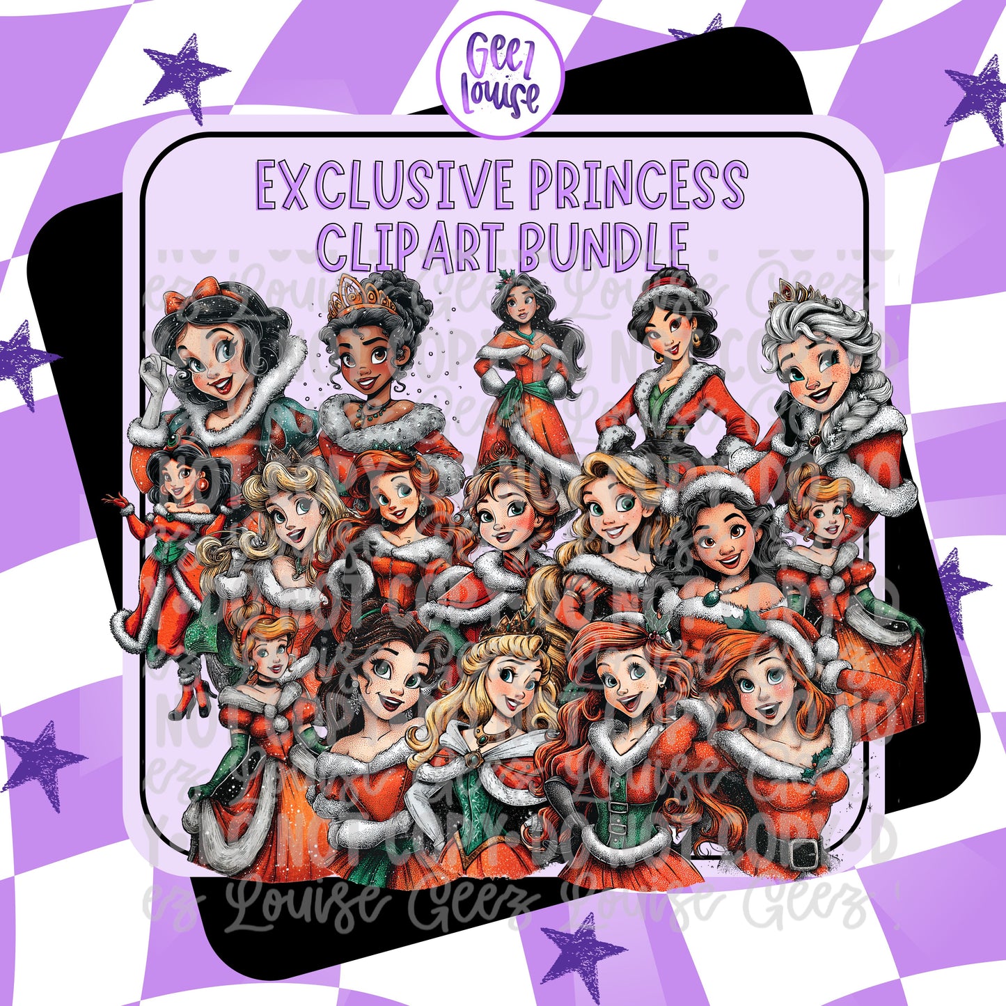 Exclusive Princess Christmas Clipart Bundle – PNG Digital Download