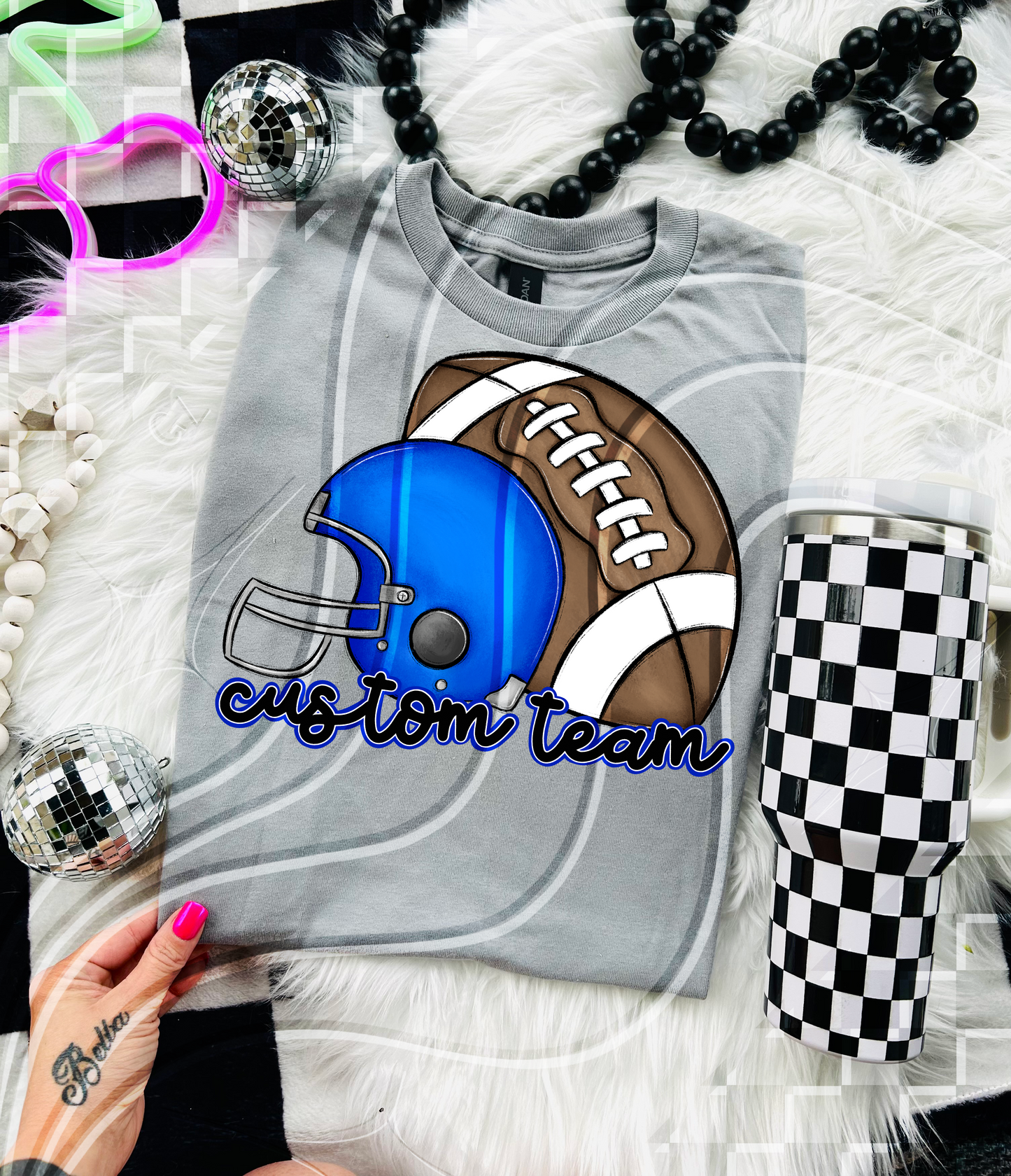 Custom Football Helmet & Ball Graphic – Editable PNG