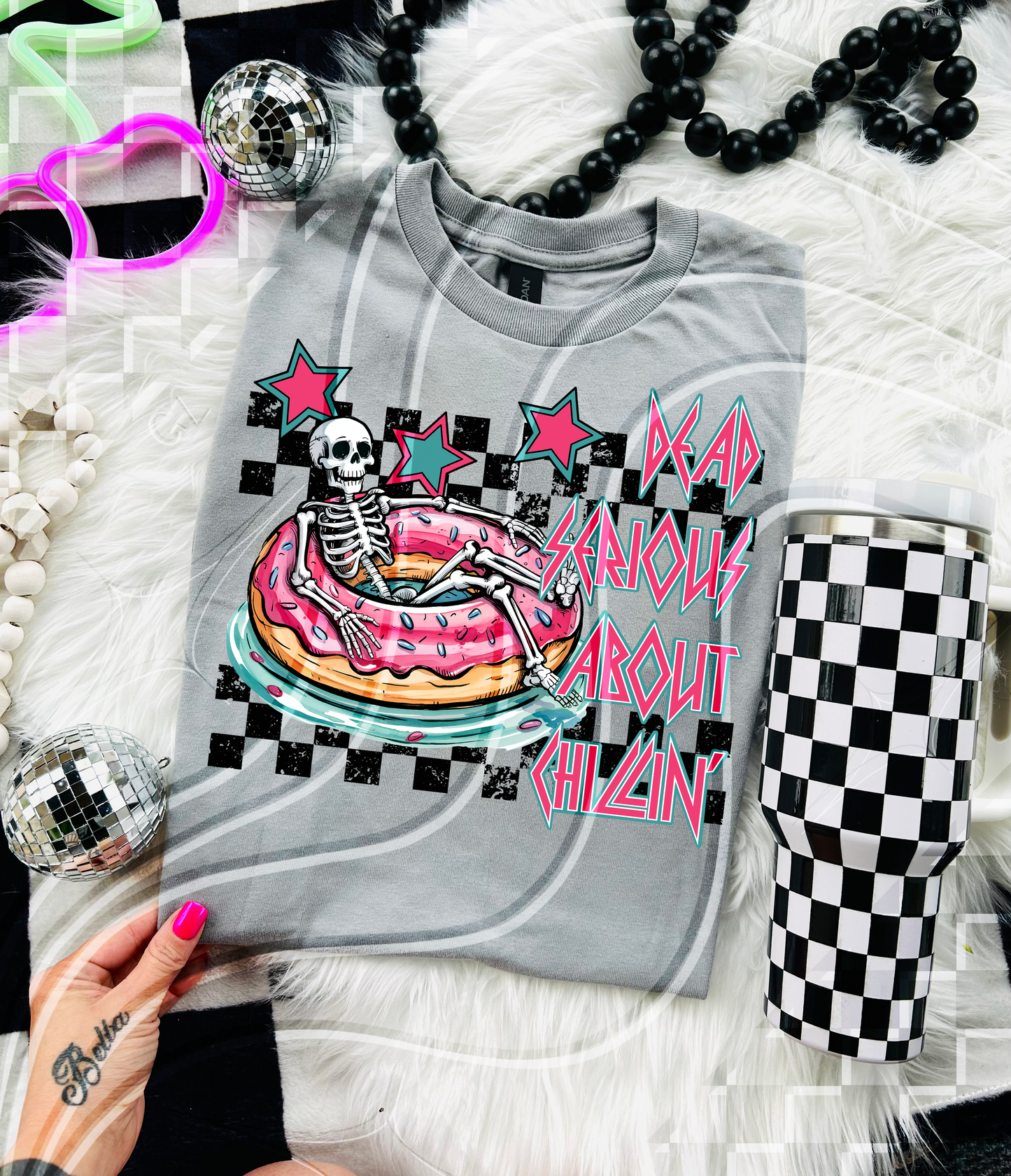 Dead Serious About Chillin' PNG – Skeleton Pool Float Digital Design