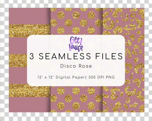 Glitter Seamless Digital Papers | Leopard, Polka Dot & Stripes PNG