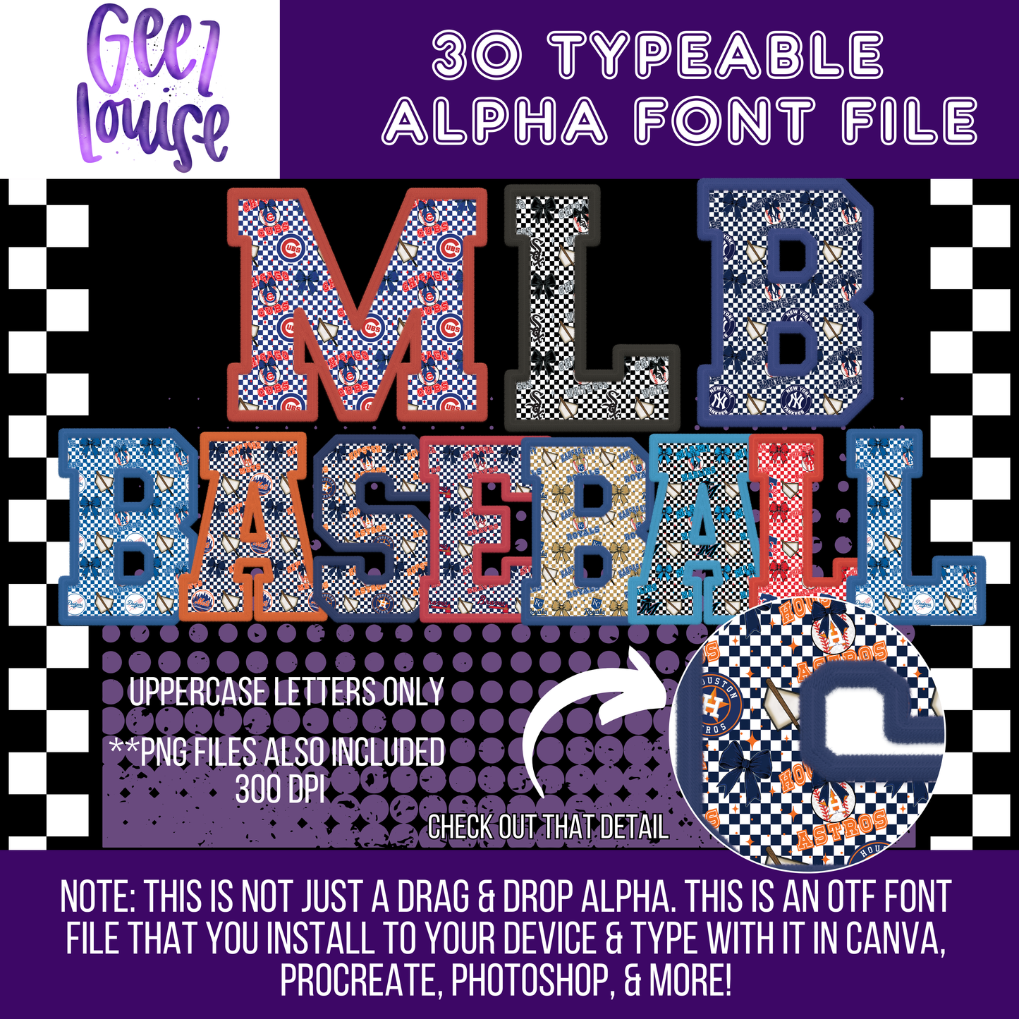 MLB baseball bundle (30 sets) - TYPEABLE OTF Font - Alpha Set - Digital Download- PNG