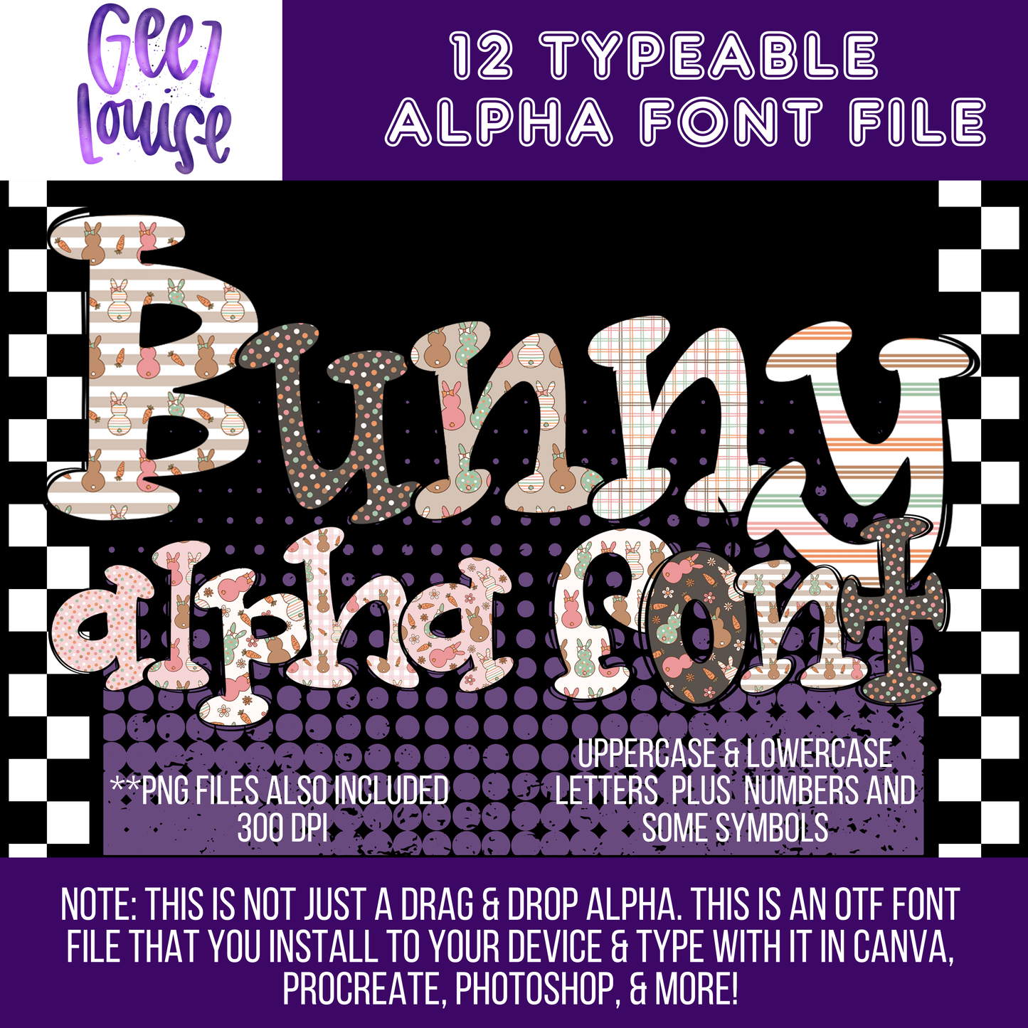 Bunny bundle (12 sets) - TYPEABLE OTF Font - Alpha Set - Digital Download- PNG