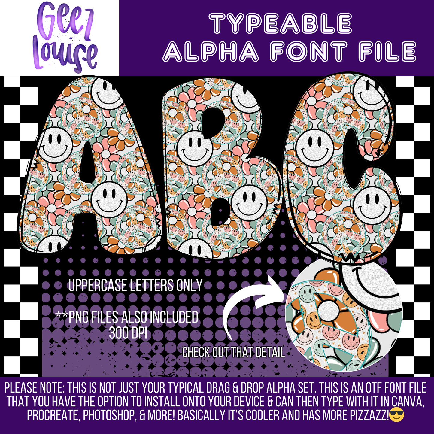 Retro spring - TYPEABLE OTF Font - Alpha Set - Digital Download- PNG