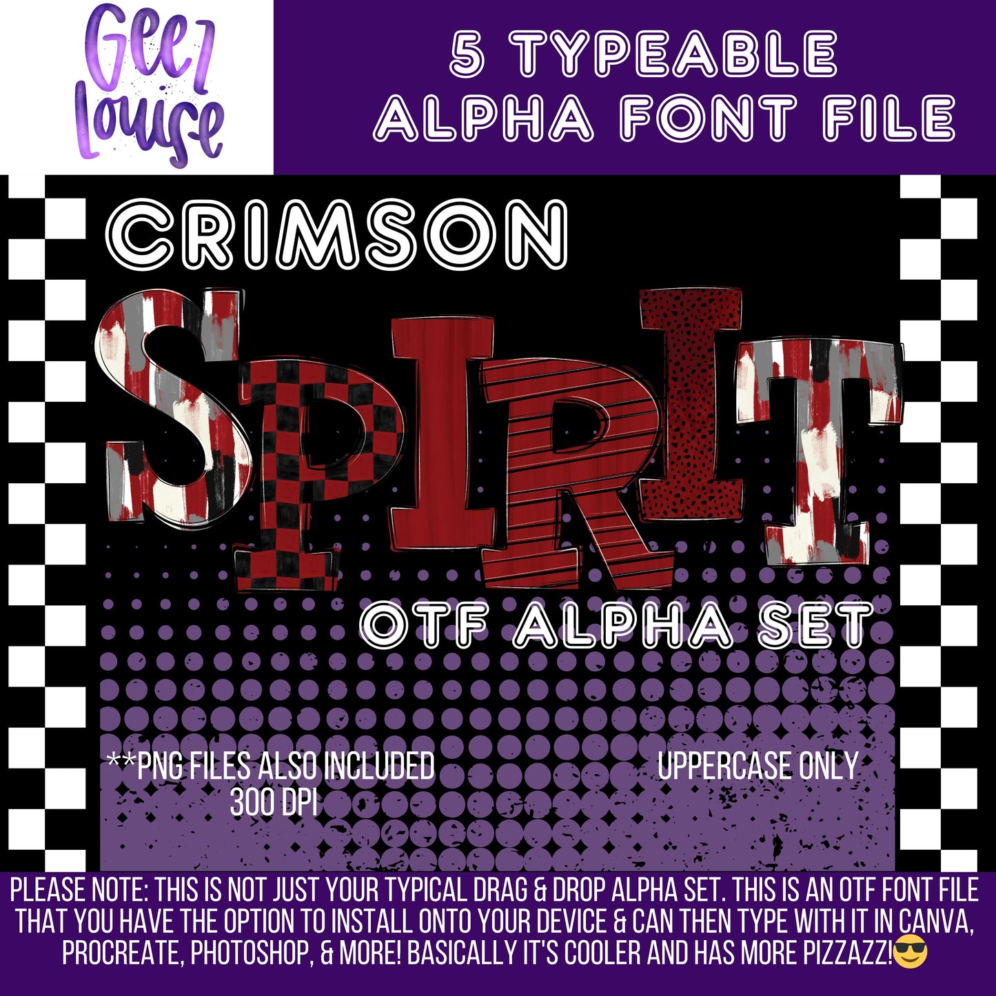 Crimson school spirit bundle (5 sets) - TYPEABLE OTF Font - Alpha Set - Digital Download- PNG