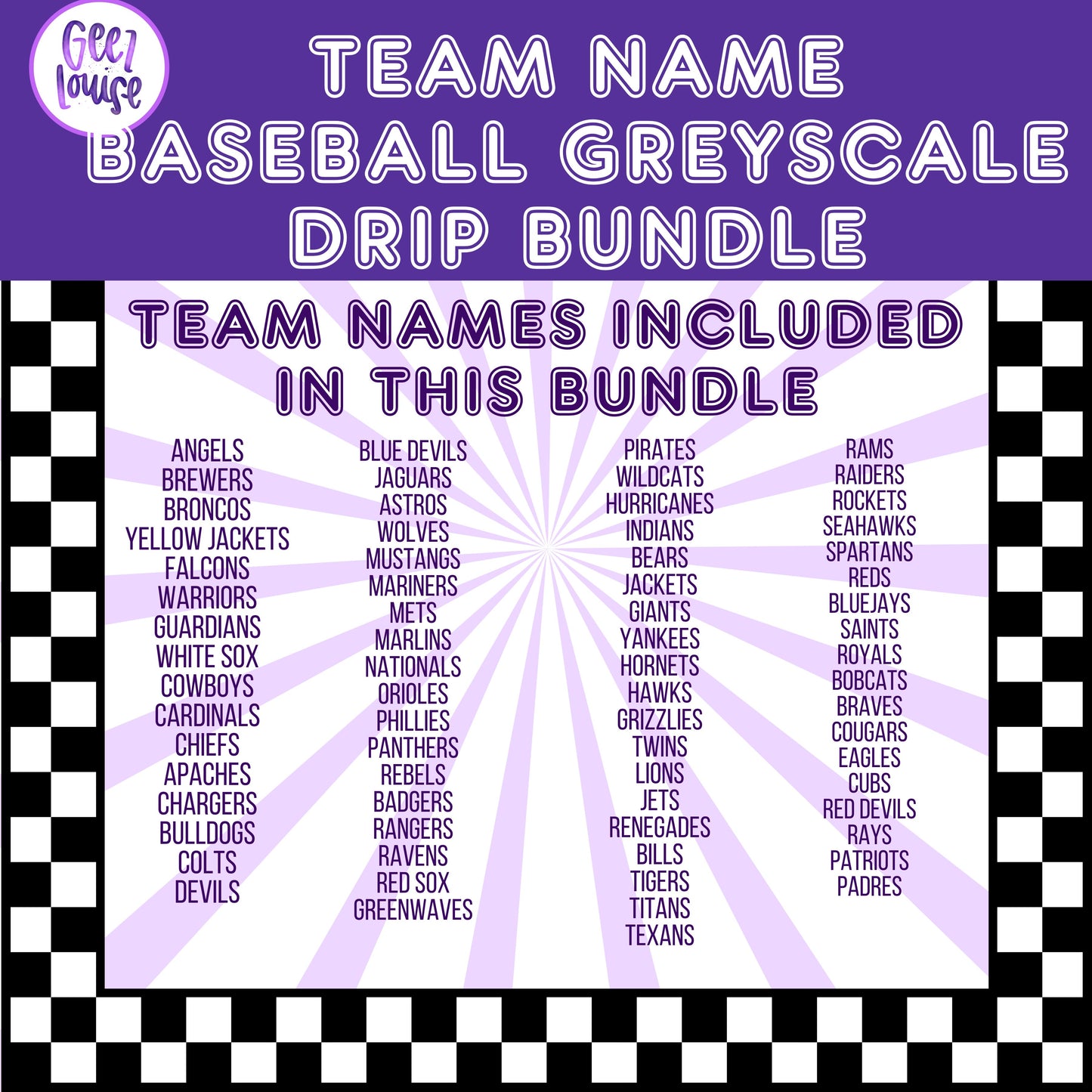 Team Baseball Emo Greyscale Drip Bundle - Digital Download- PNG