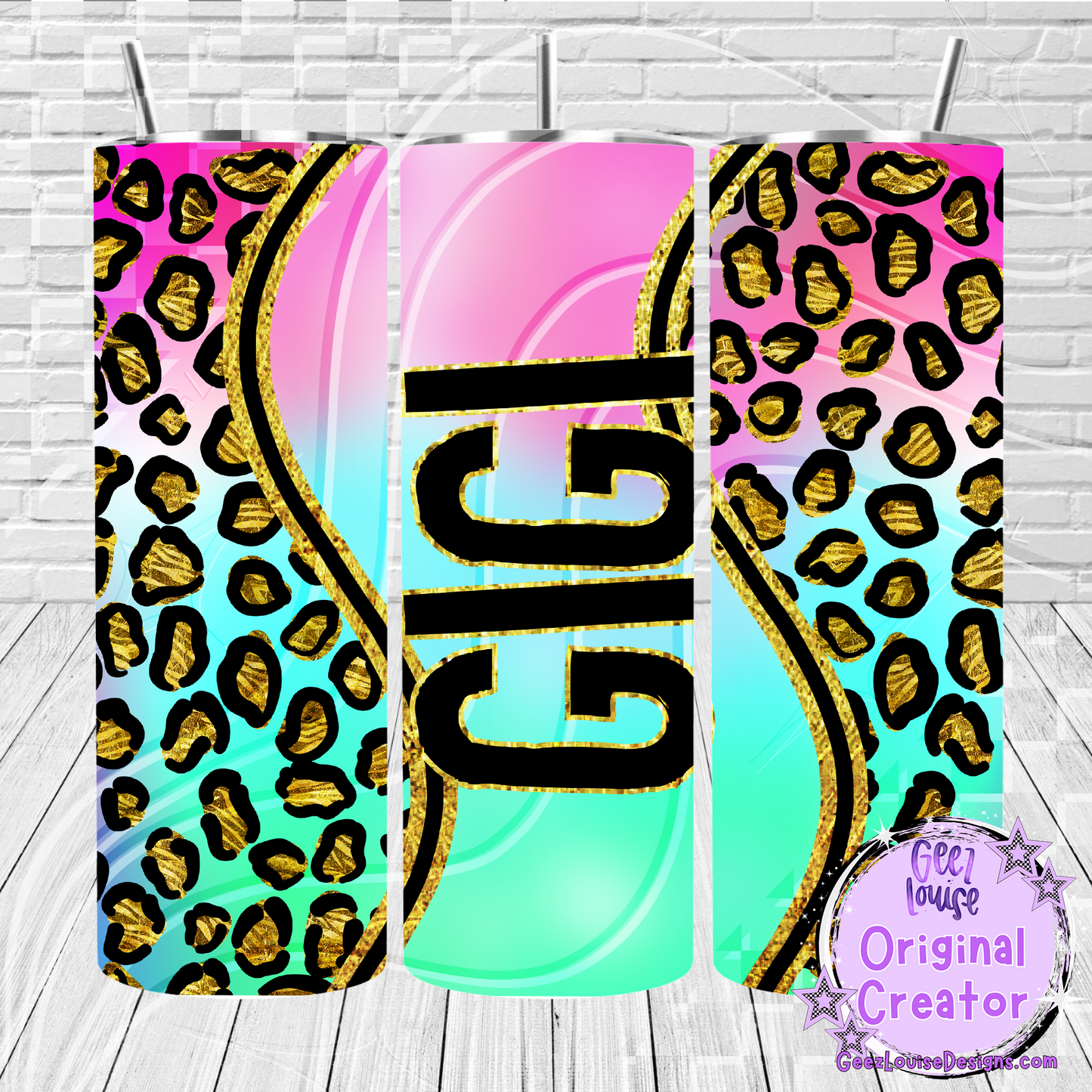 Rainbow leopard tumbler - Digital Download- PNG