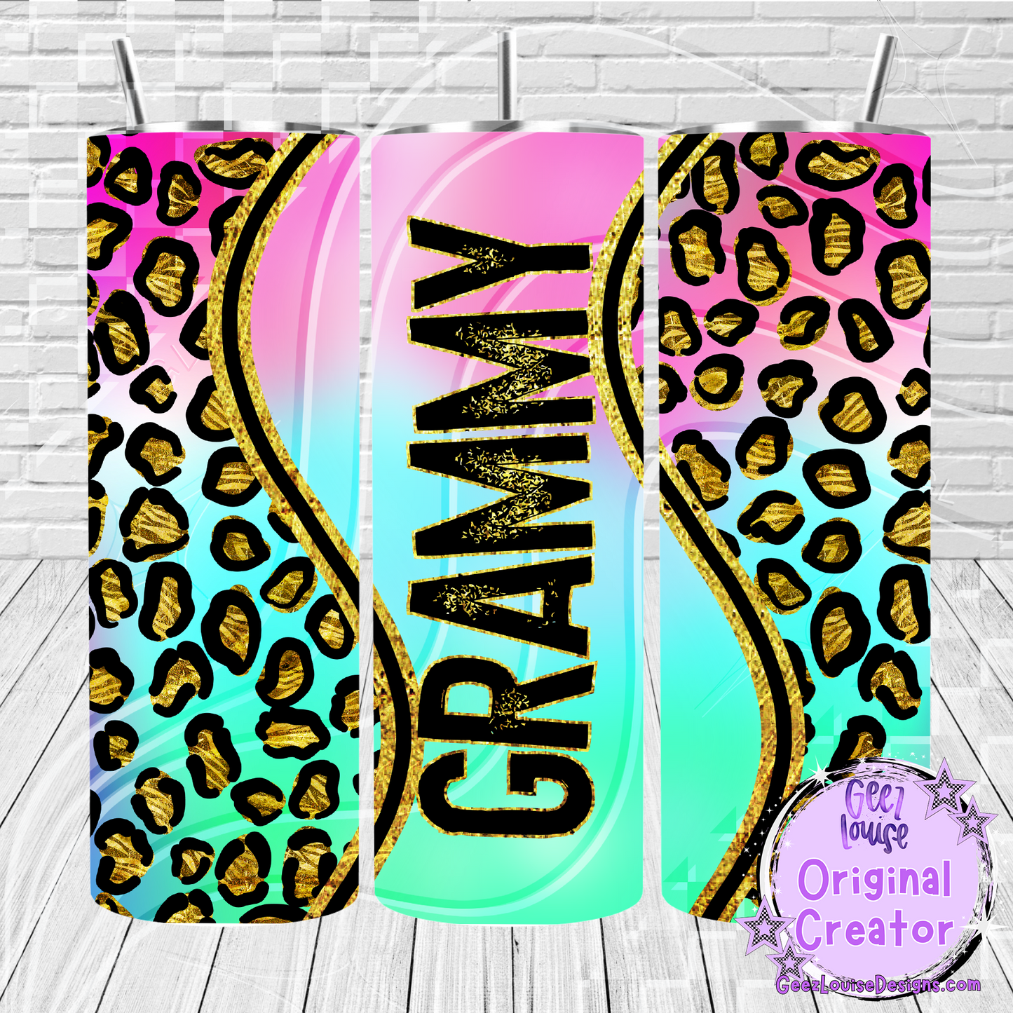 Rainbow leopard tumbler - Digital Download- PNG