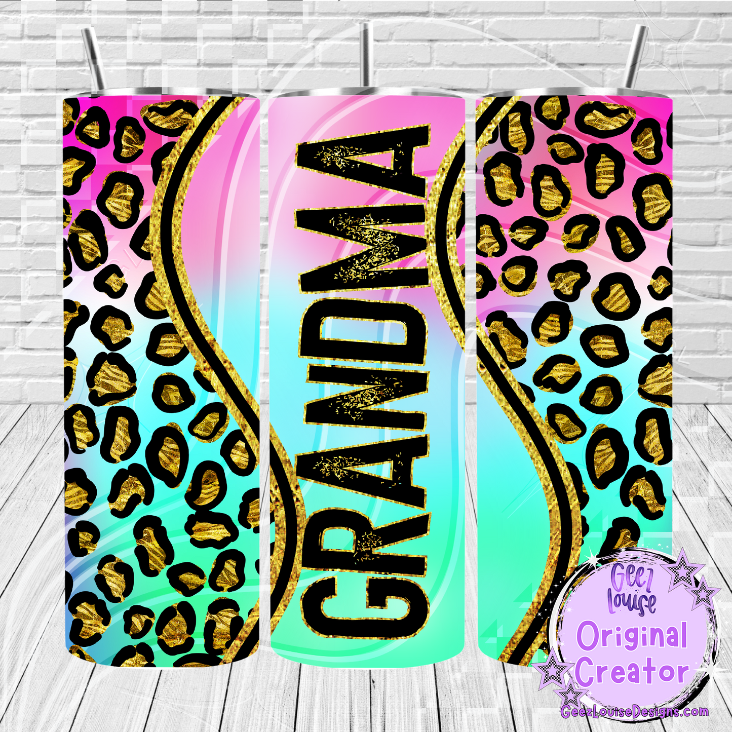 Rainbow leopard tumbler - Digital Download- PNG