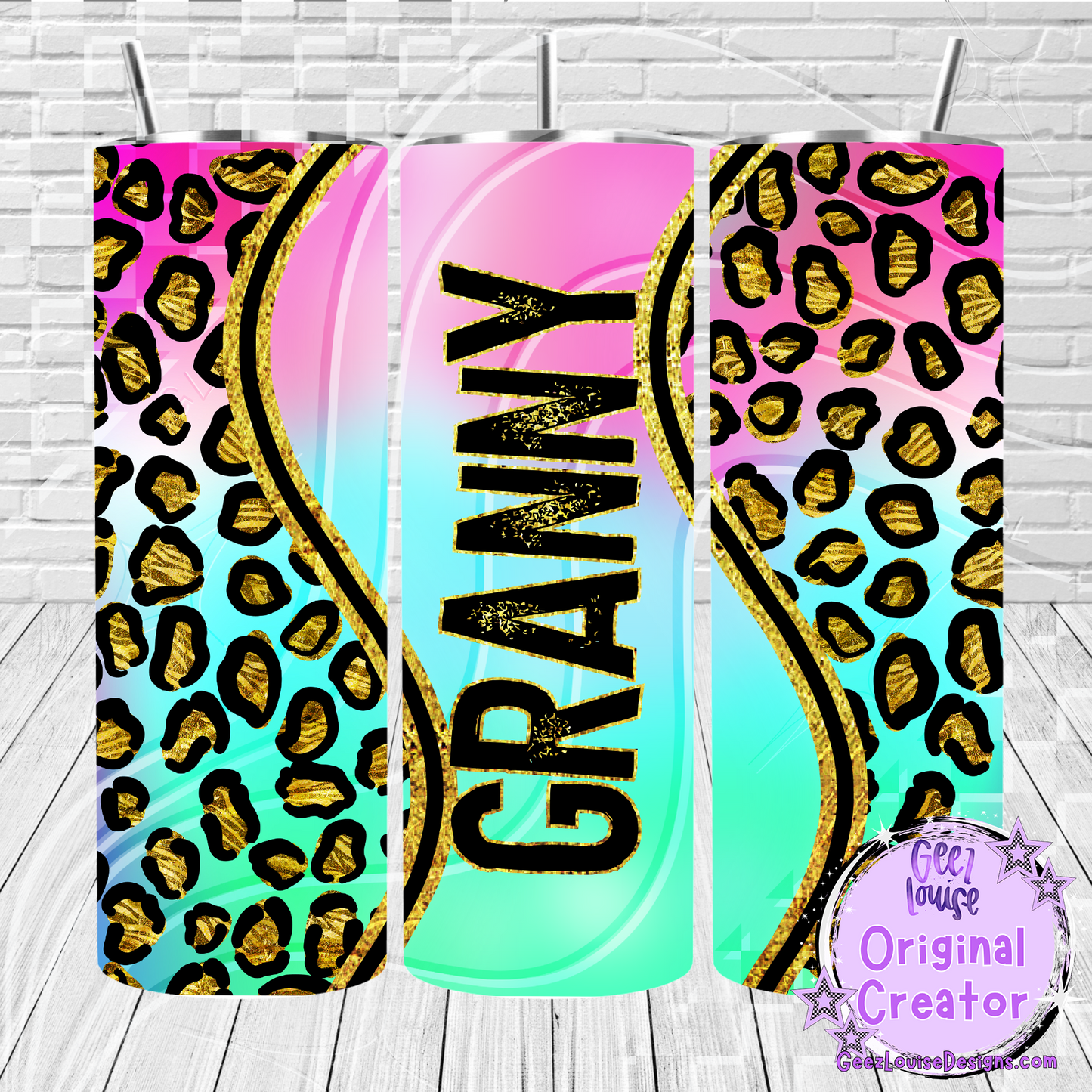 Rainbow leopard tumbler - Digital Download- PNG