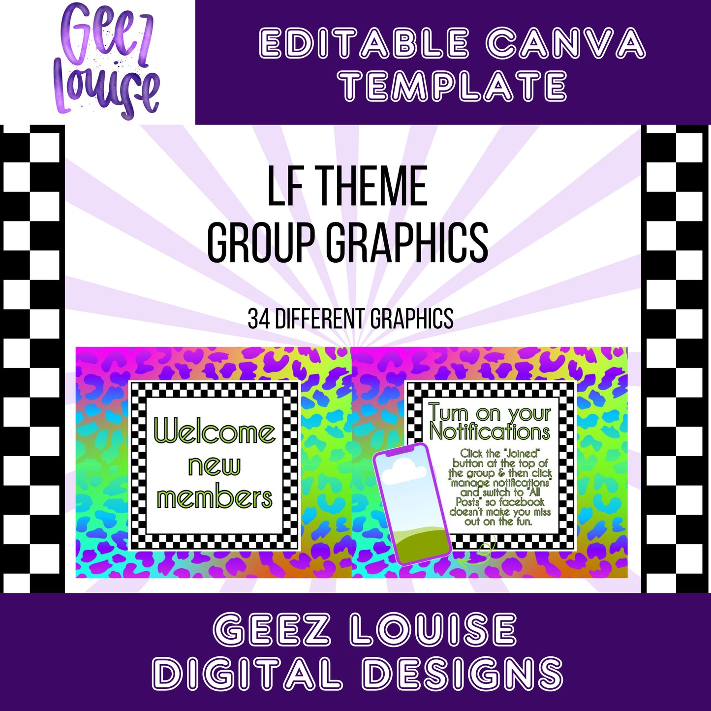 LF Theme Group Graphics • Editable Canva Template Bundle (34 Graphics)