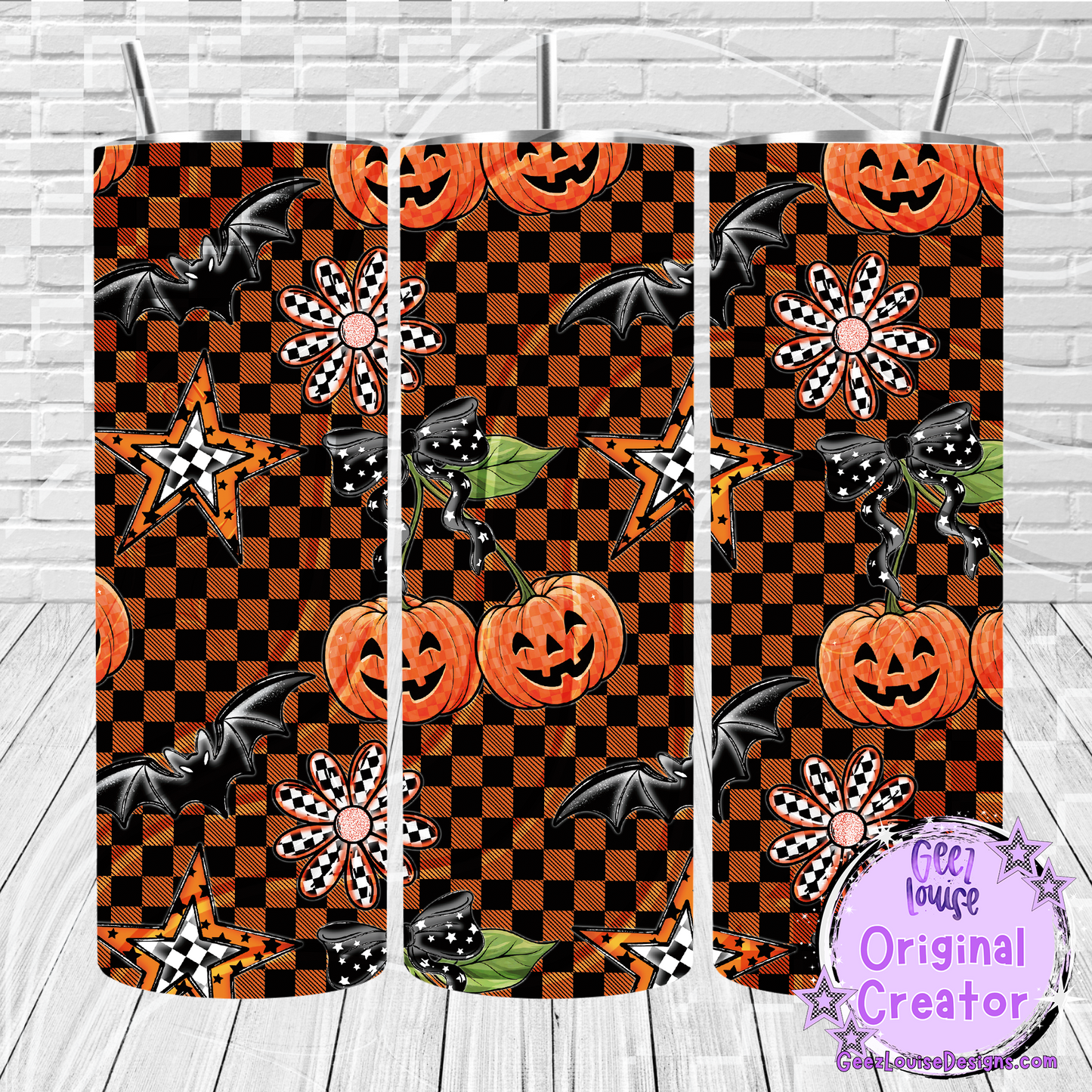 Halloween Cherries & Pumpkins Tumbler Wrap | 20oz Skinny Digital Download