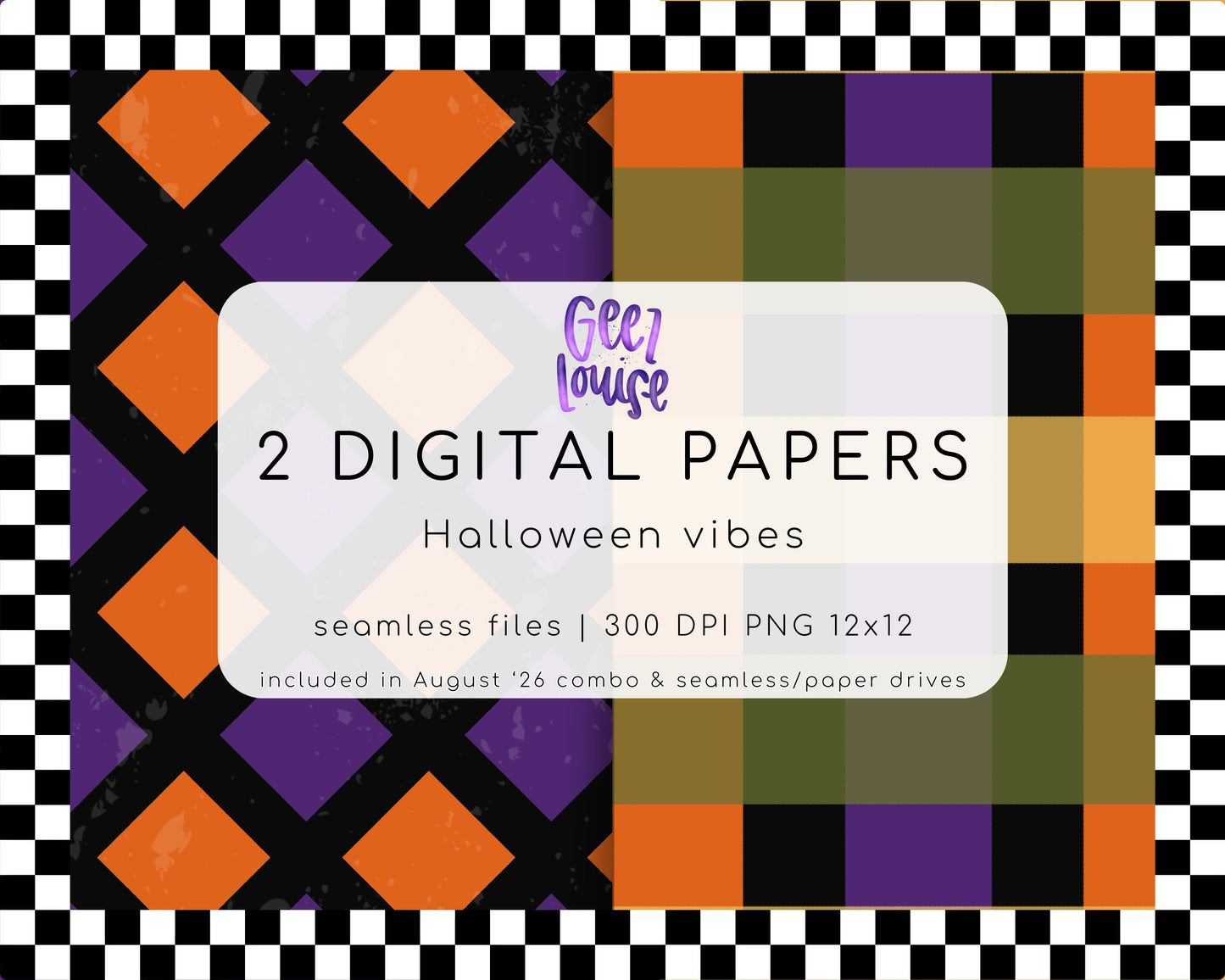 Halloween Vibes Seamless Digital Paper Bundle PNG | 2 Halloween Pattern Papers | August 26 Combo & Seamless Drive