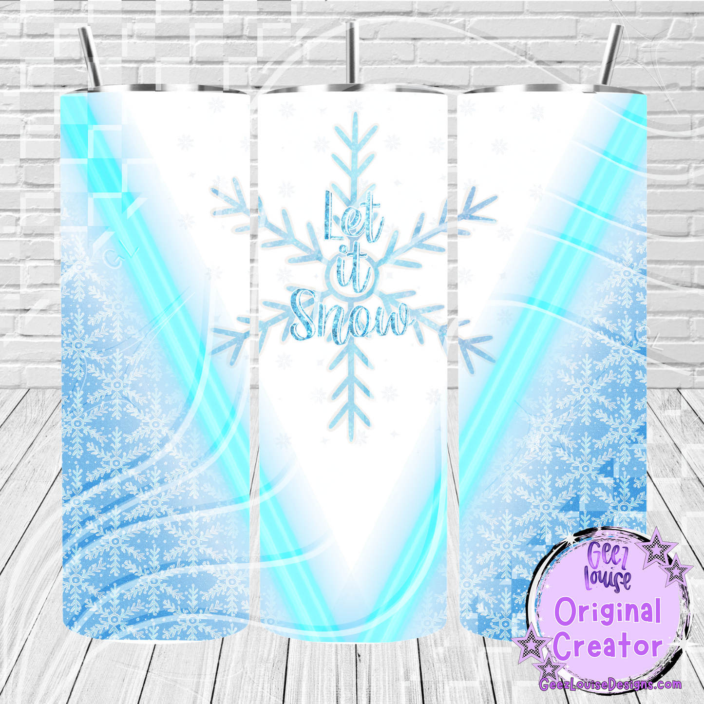 Let It Snow Winter Snowflake Tumbler Design