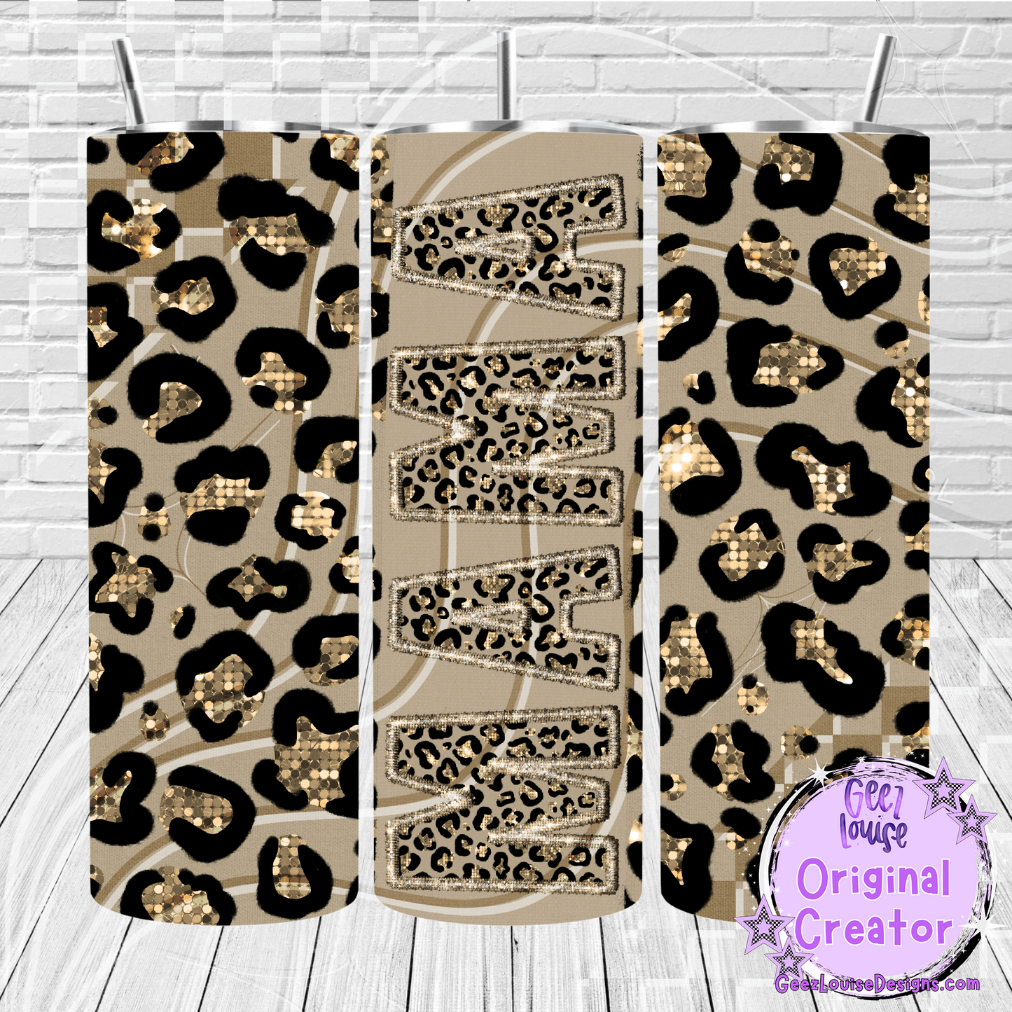 Gold Leopard Job Title Tumbler Wraps- Variants (20 oz Skinny PNG)