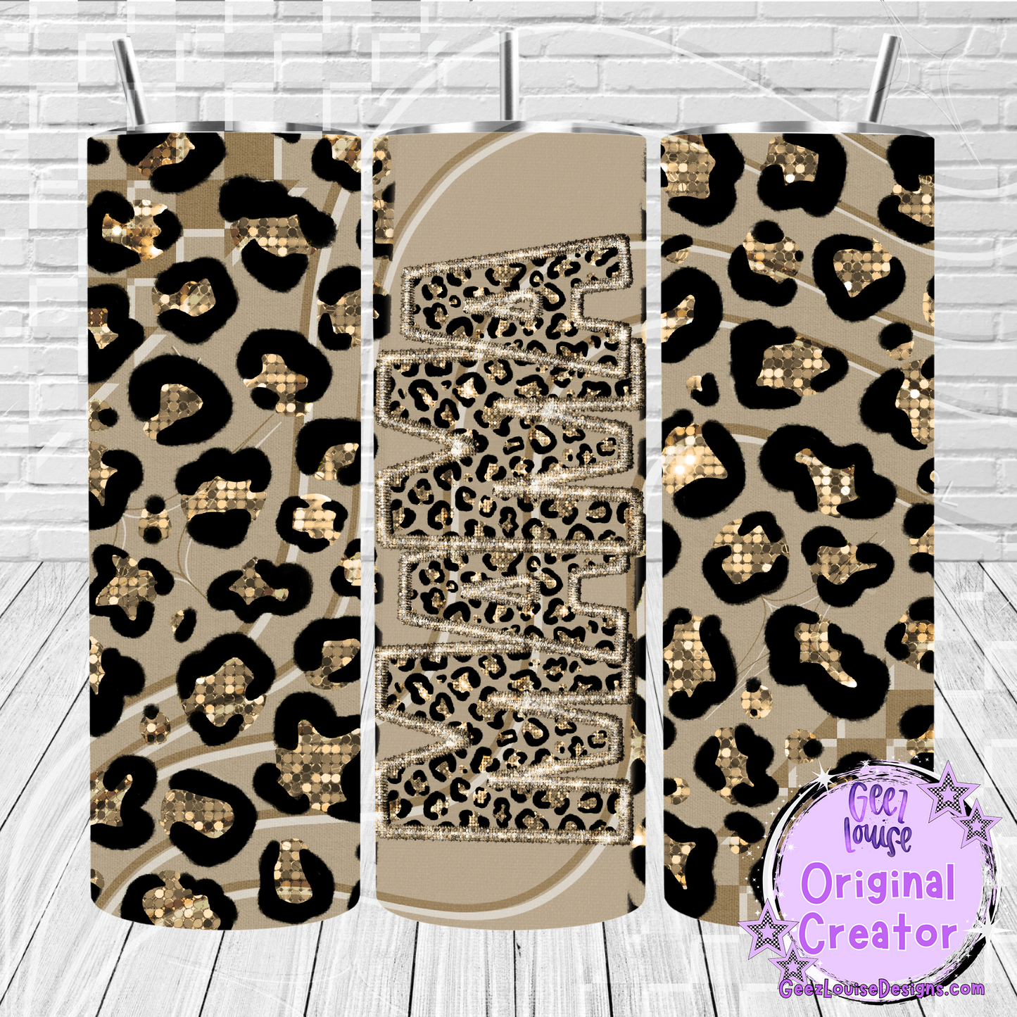 Gold Leopard Job Title Tumbler Wraps- Variants (20 oz Skinny PNG)