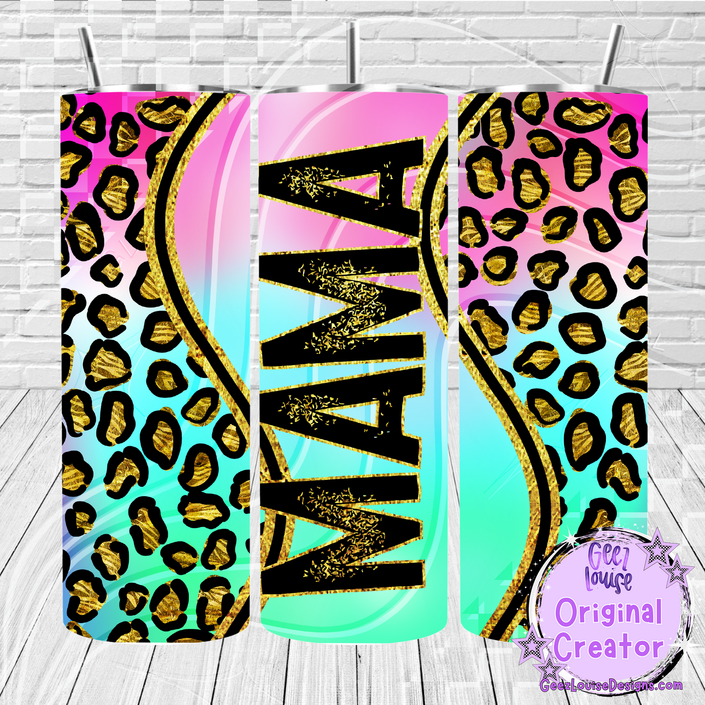 Rainbow leopard tumbler - Digital Download- PNG