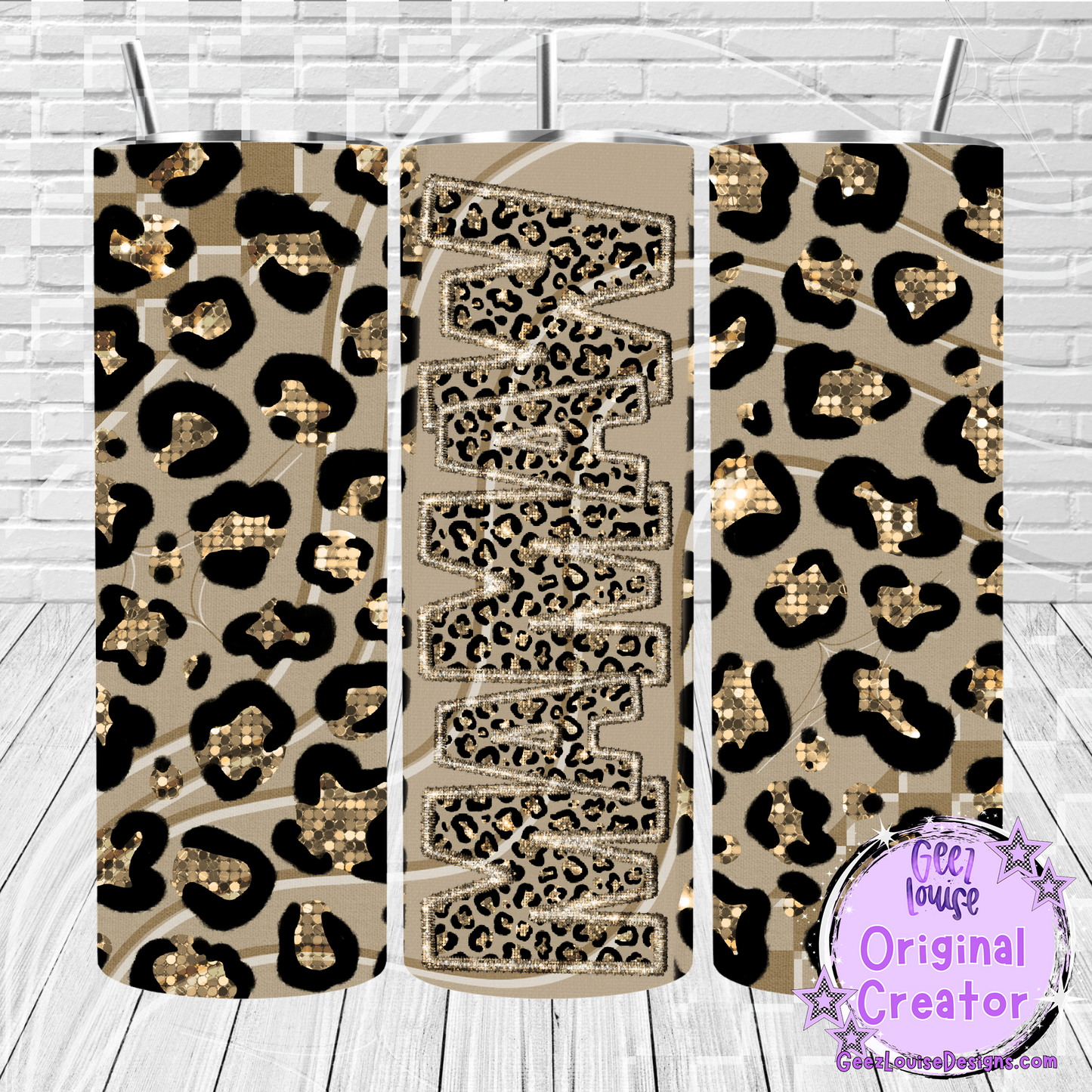 Gold Leopard Job Title Tumbler Wraps- Variants (20 oz Skinny PNG)