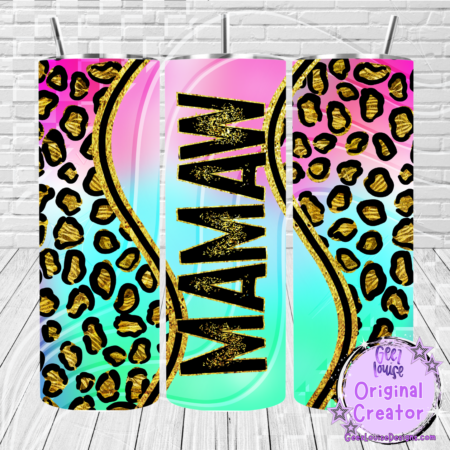 Rainbow leopard tumbler - Digital Download- PNG