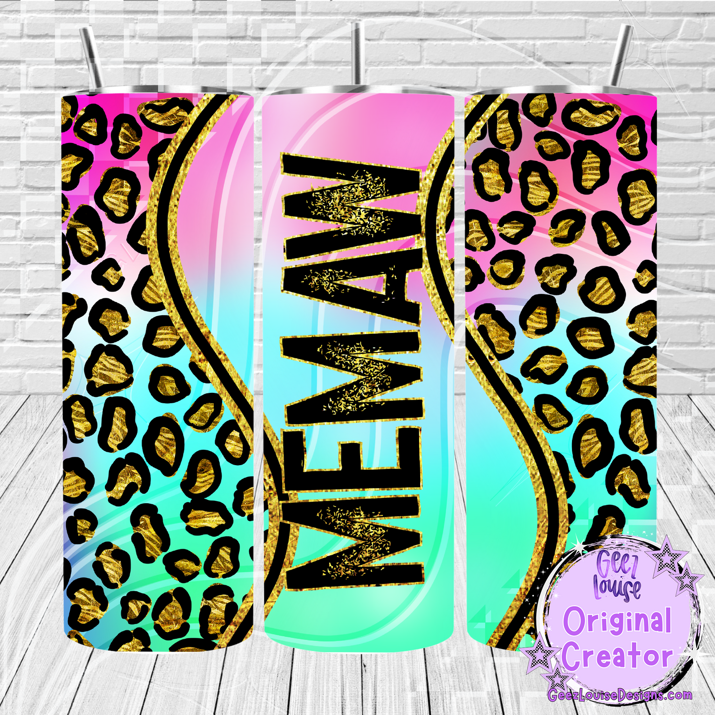 Rainbow leopard tumbler - Digital Download- PNG
